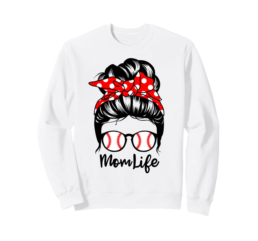 Mom Life Messy Bun Hair Funny Sweatshirt - Custom Art Print Men Women - T-Shirt, Sweatshirt, Hoodie
