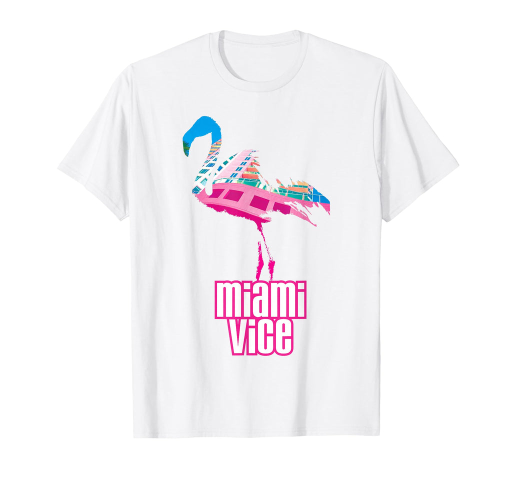 Miami Vice Neon Flamingo T-Shirt - Minimalist Print Men Women - T-Shirt, Sweatshirt, Hoodie
