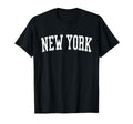 New York Ny Distressed White Varsity T-Shirt - Aesthetic Graphic Unisex - T-Shirt, Sweatshirt, Hoodie