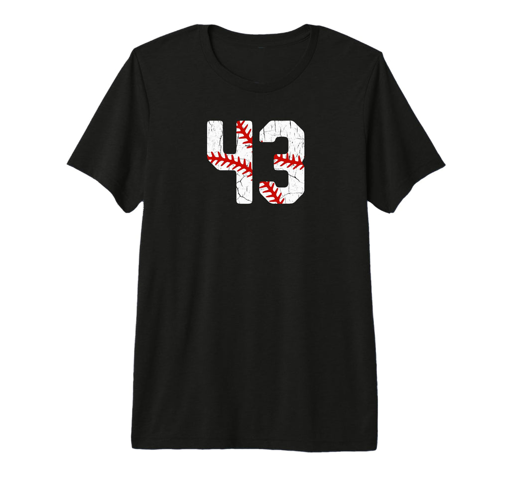 Baseball Player Jersey Number 43 43 Proud T-Shirt - Unique Graphic Unisex - T-Shirt, Sweatshirt, Hoodie
