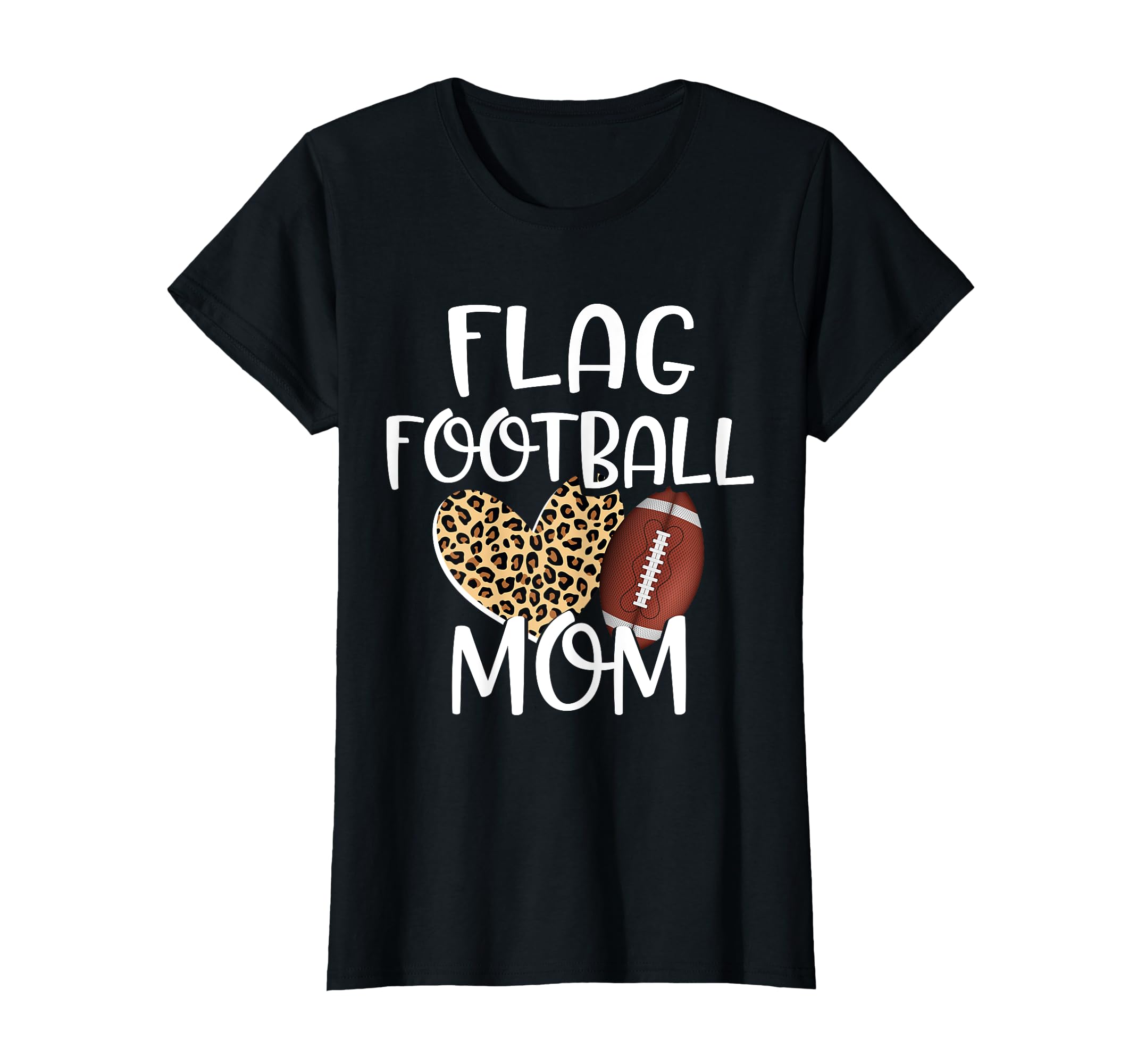 Flag Football Mom Gift Leopard Sports T-Shirt - Graphic Print for Adults - T-Shirt, Sweatshirt, Hoodie
