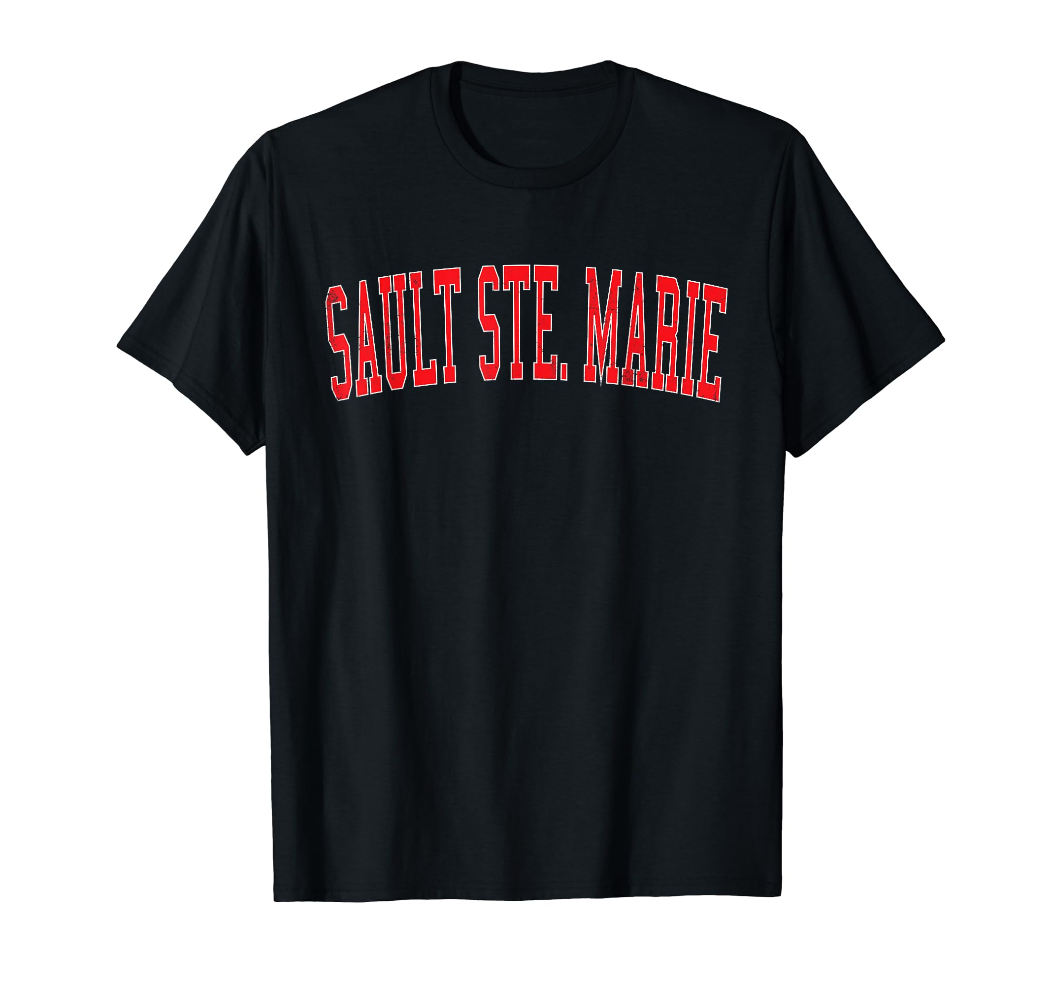 Sault Ste Marie Mi Distressed Red Varsity T-Shirt - Streetwear Style Unisex - T-Shirt, Sweatshirt, Hoodie