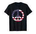 4Th July Us American Flag Peace Sign T-Shirt - Custom Art Print for Adults - T-Shirt, Sweatshirt, Hoodie
