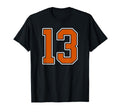 Burnt Orange White Number 13 Jersey Player T-Shirt - Unique Graphic Unisex - T-Shirt, Sweatshirt, Hoodie