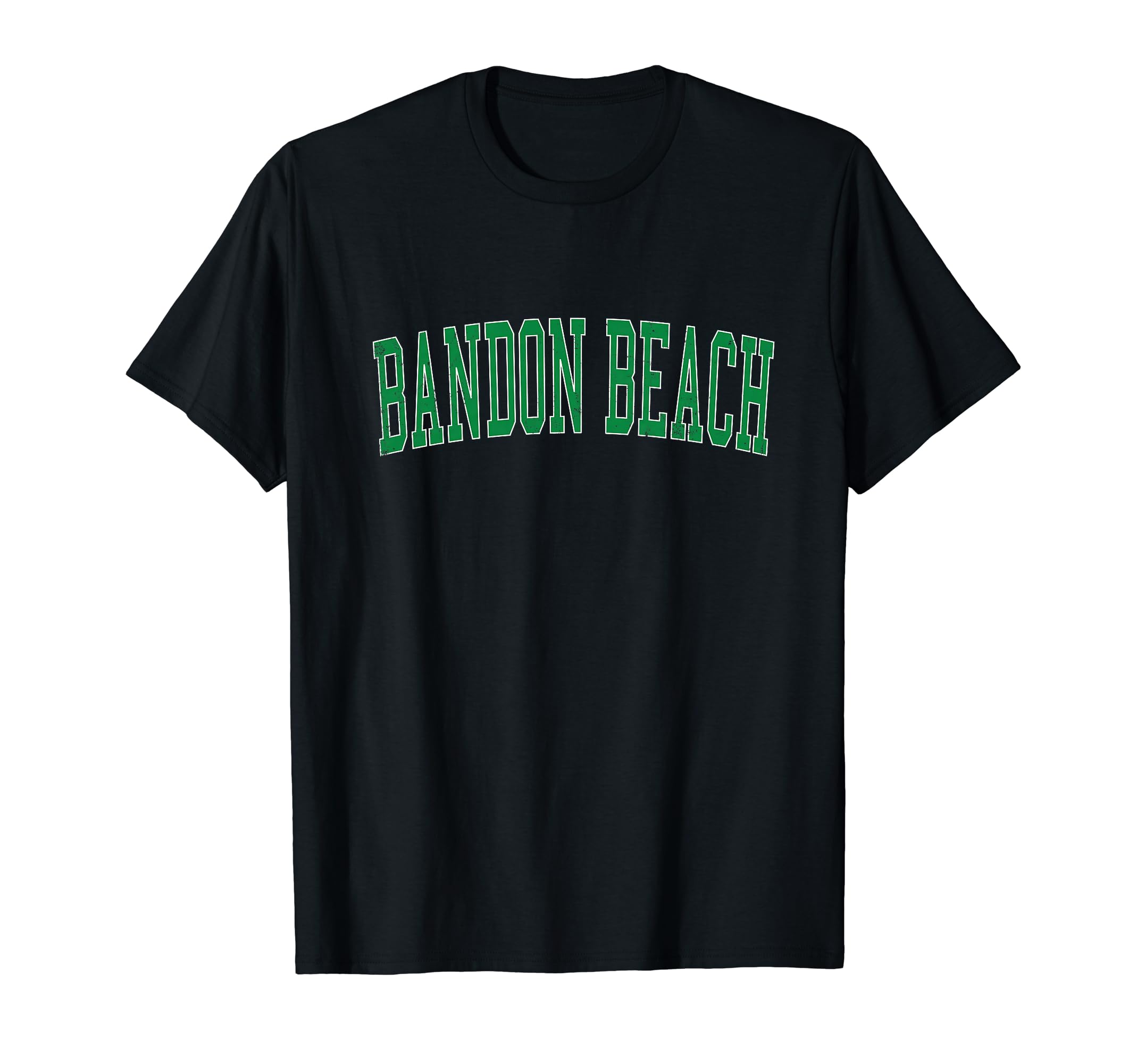 Bandon Beach Distressed Green Varsity T-Shirt - Custom Art Print Men Women - T-Shirt, Sweatshirt, Hoodie