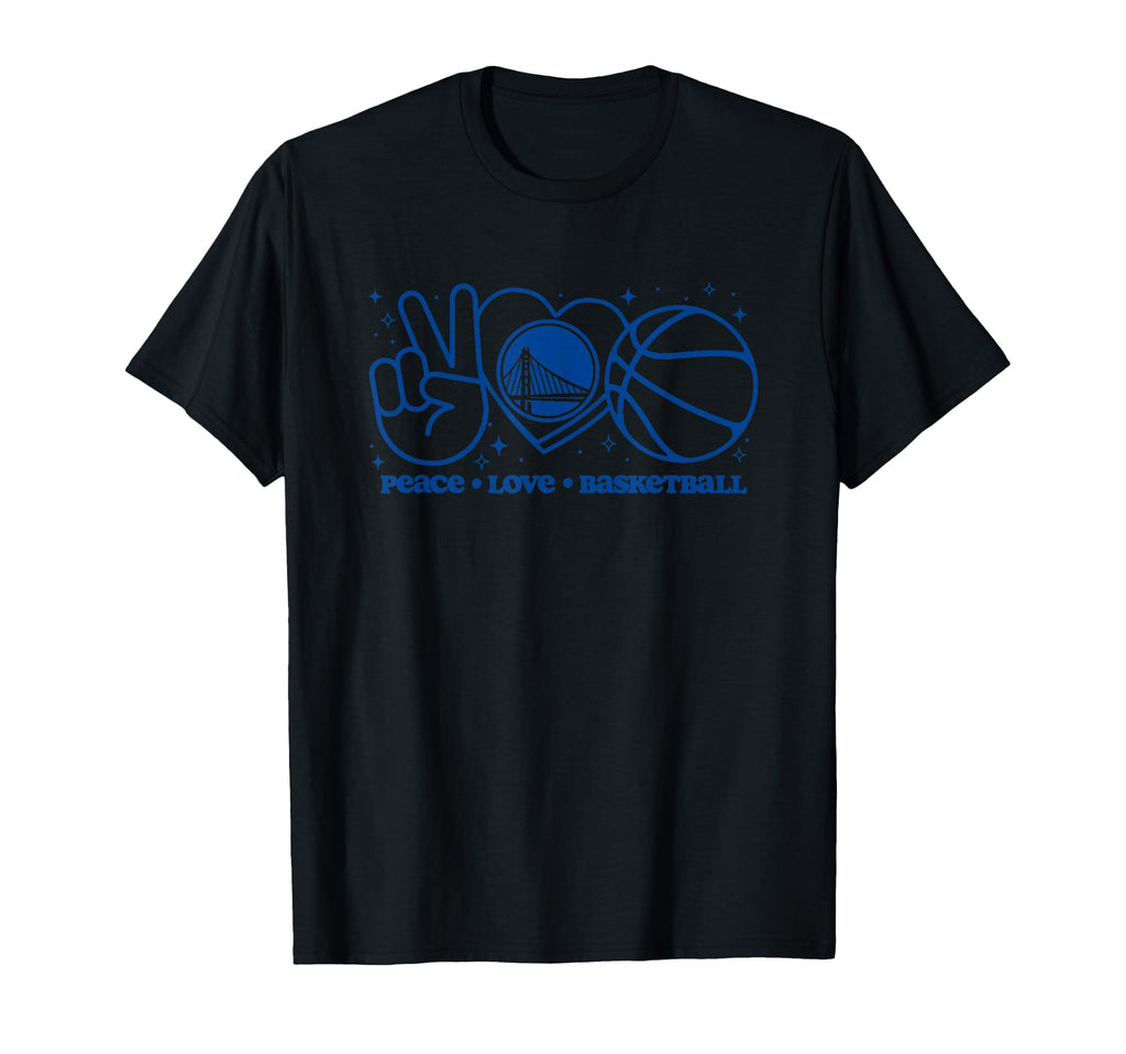 Nba Golden State Warriors Peace Love T-Shirt - Custom Art Print for Adults - T-Shirt, Sweatshirt, Hoodie