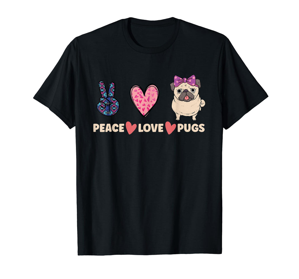 Peace Love Pugs Peace Symbol Pug T-Shirt - Aesthetic Graphic Men Women - T-Shirt, Sweatshirt, Hoodie