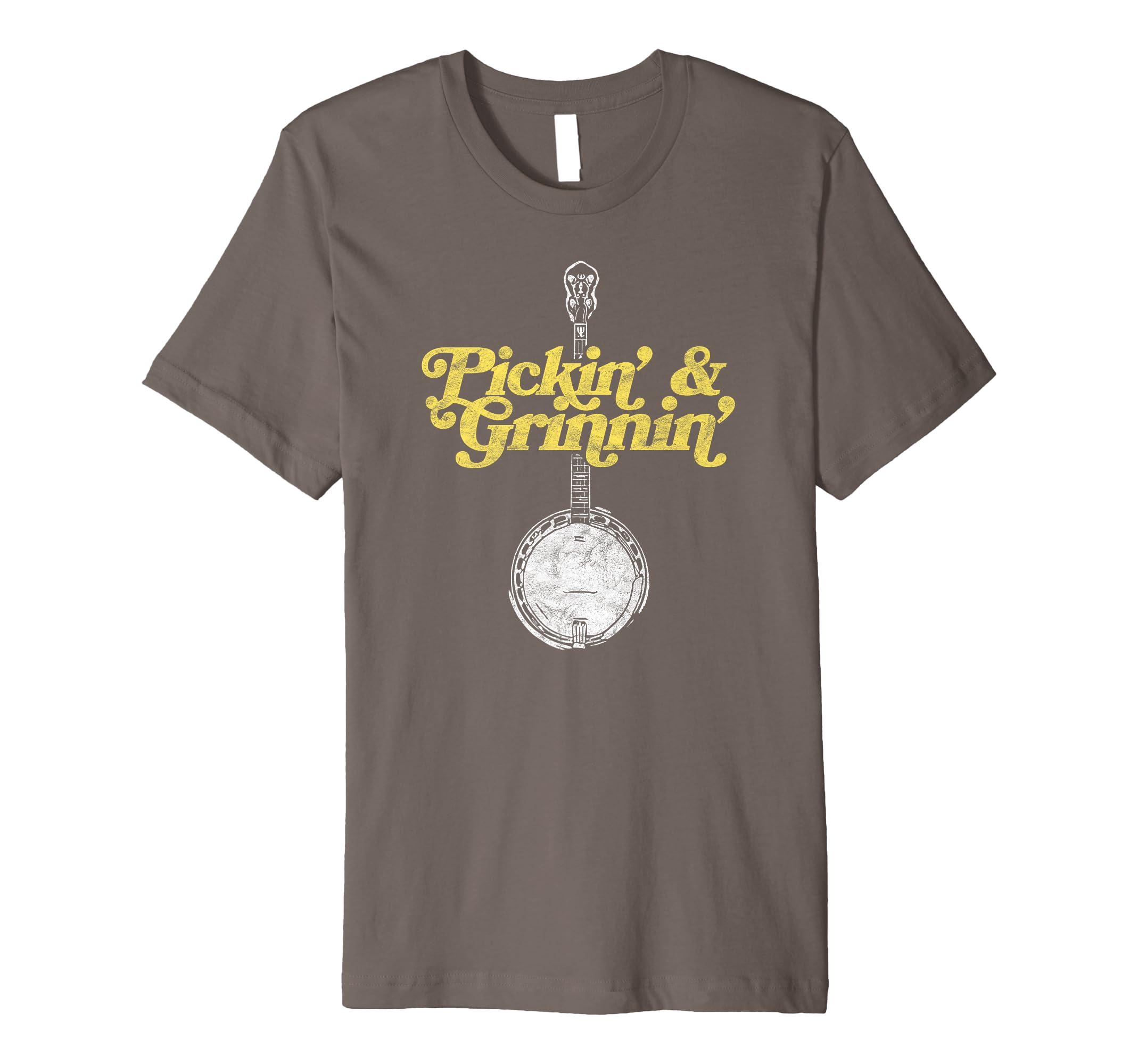 Pickin Grinnin Distressed Bluegrass T-Shirt - Minimalist Print for Adults - T-Shirt, Sweatshirt, Hoodie