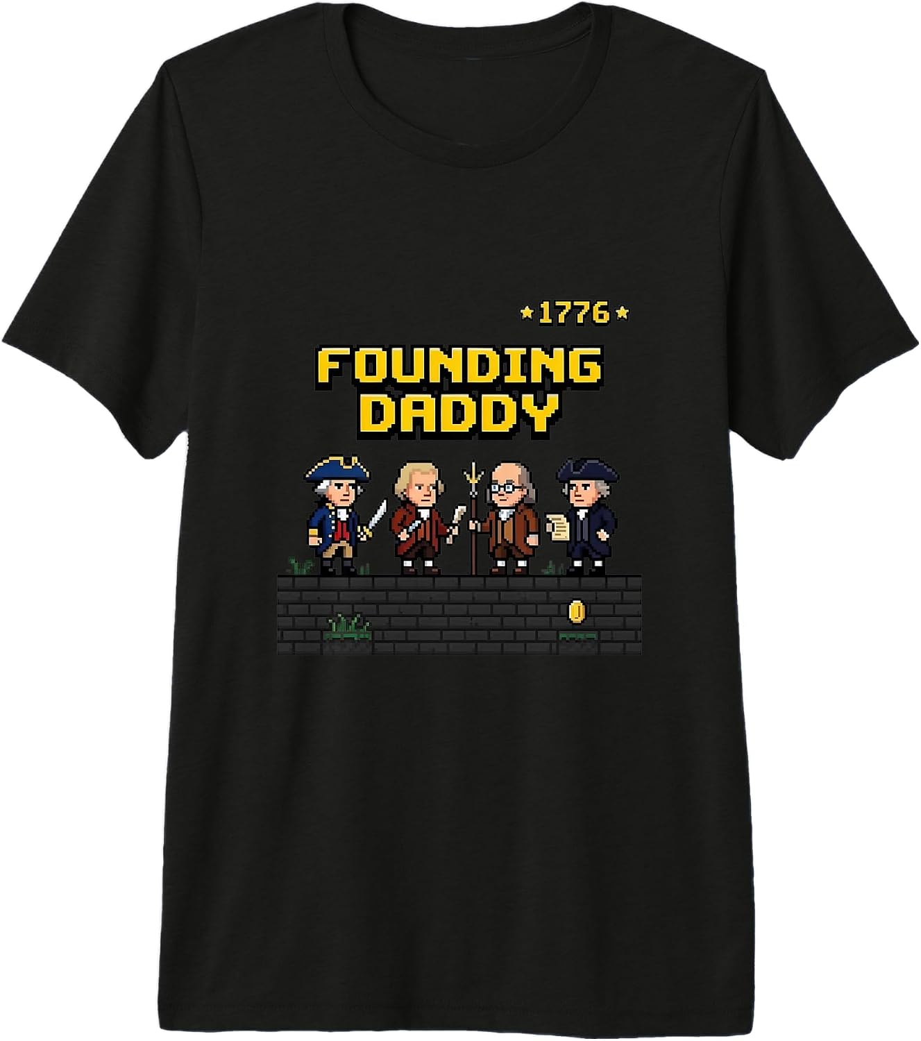 Founding Fathers Day Pixel Art Video Game - Adult & Kids T-Shirts, Sweatshirts & Hoodies apparel design preview 1