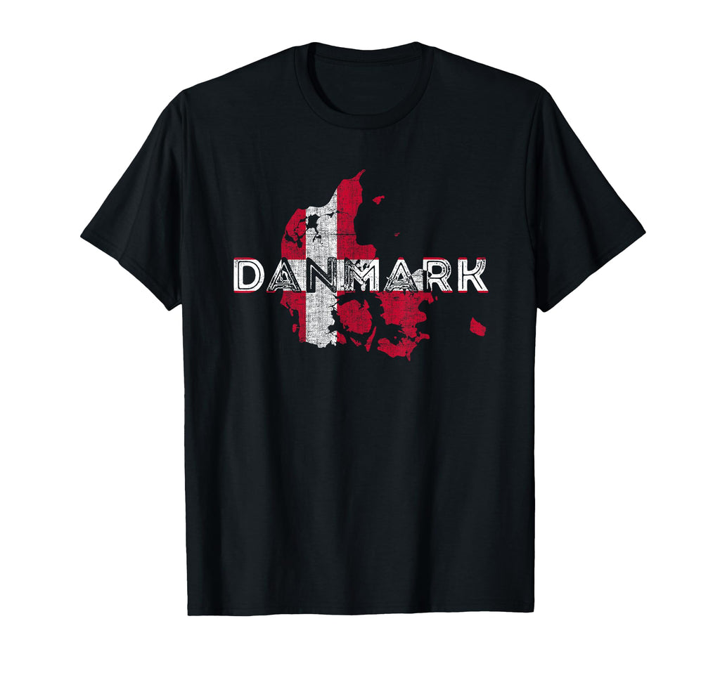 Danish Map And Flag Souvenir T-Shirt - Fun Novelty Design for Adults - T-Shirt, Sweatshirt, Hoodie