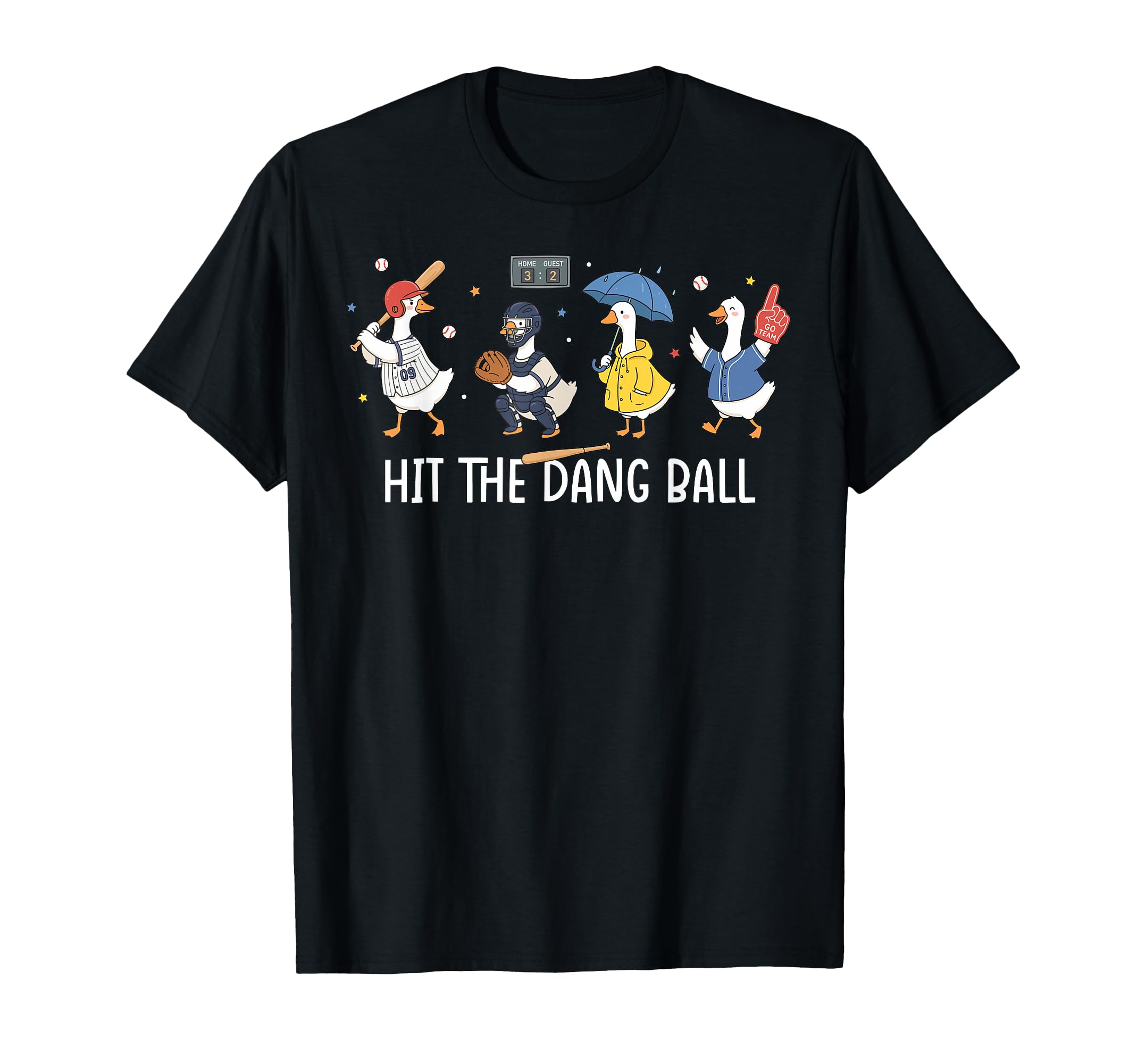 Funny Hit Dang Ball Baseball Goose T-Shirt - Graphic Print Men Women - T-Shirt, Sweatshirt, Hoodie