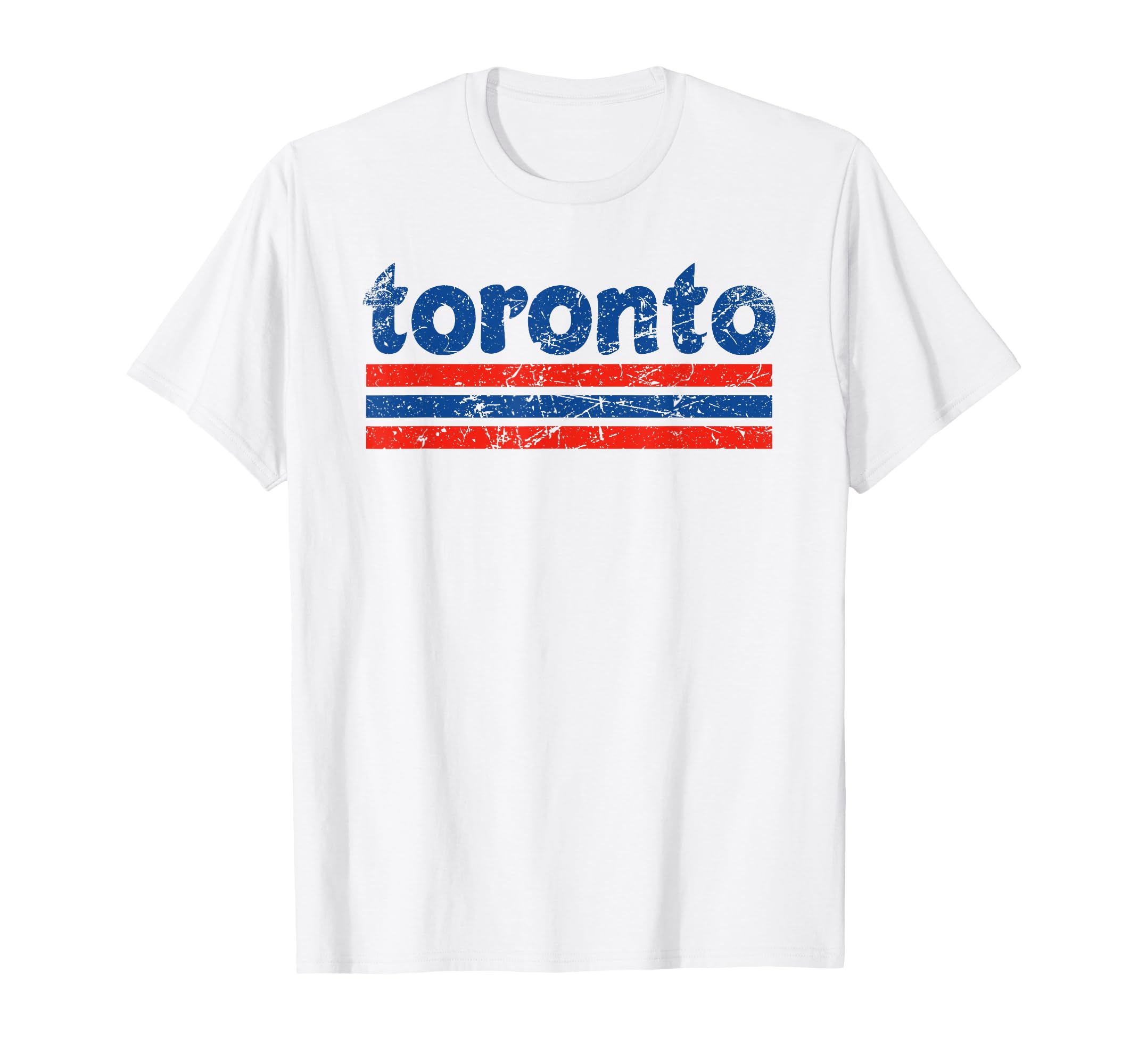 Toronto Canada Three Stripe Weathered T-Shirt - Novelty Apparel for Adults - T-Shirt, Sweatshirt, Hoodie