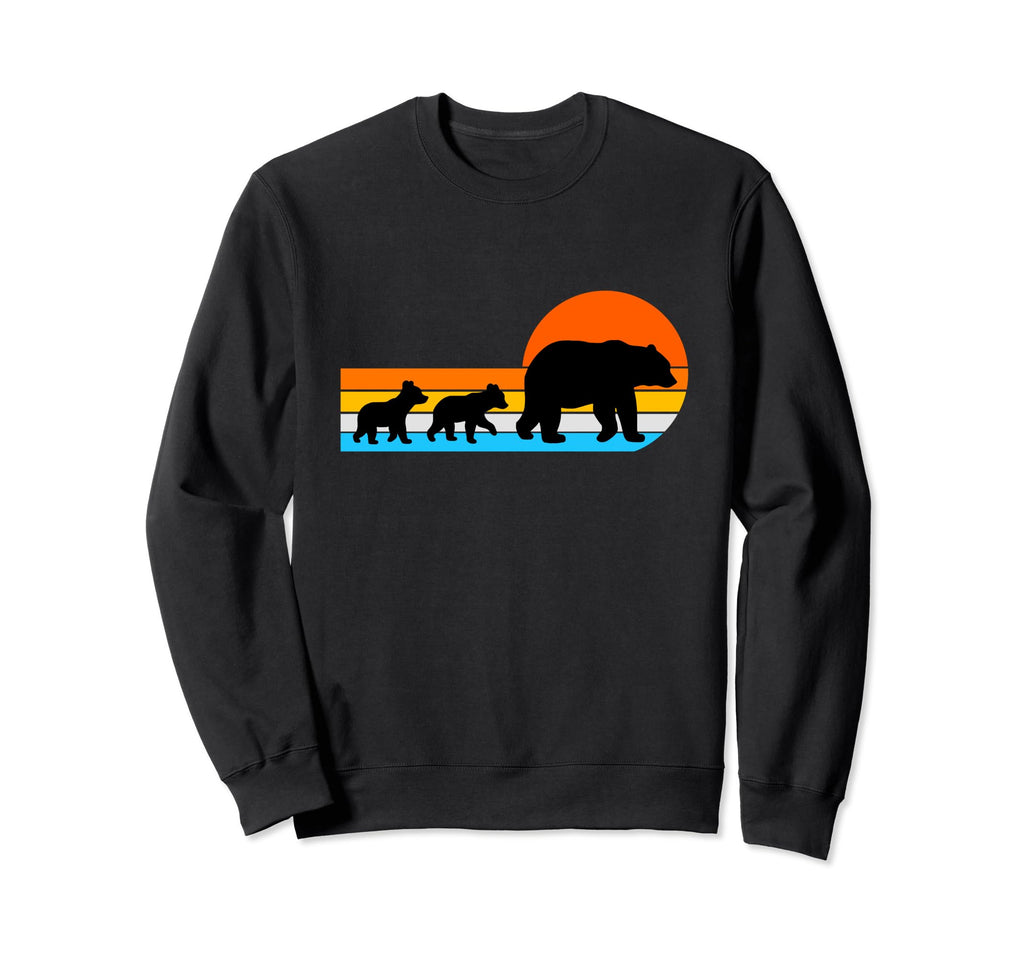 Black Mama Bear Two Cubs Silhouette Sweatshirt - Unique Graphic for Adults - T-Shirt, Sweatshirt, Hoodie