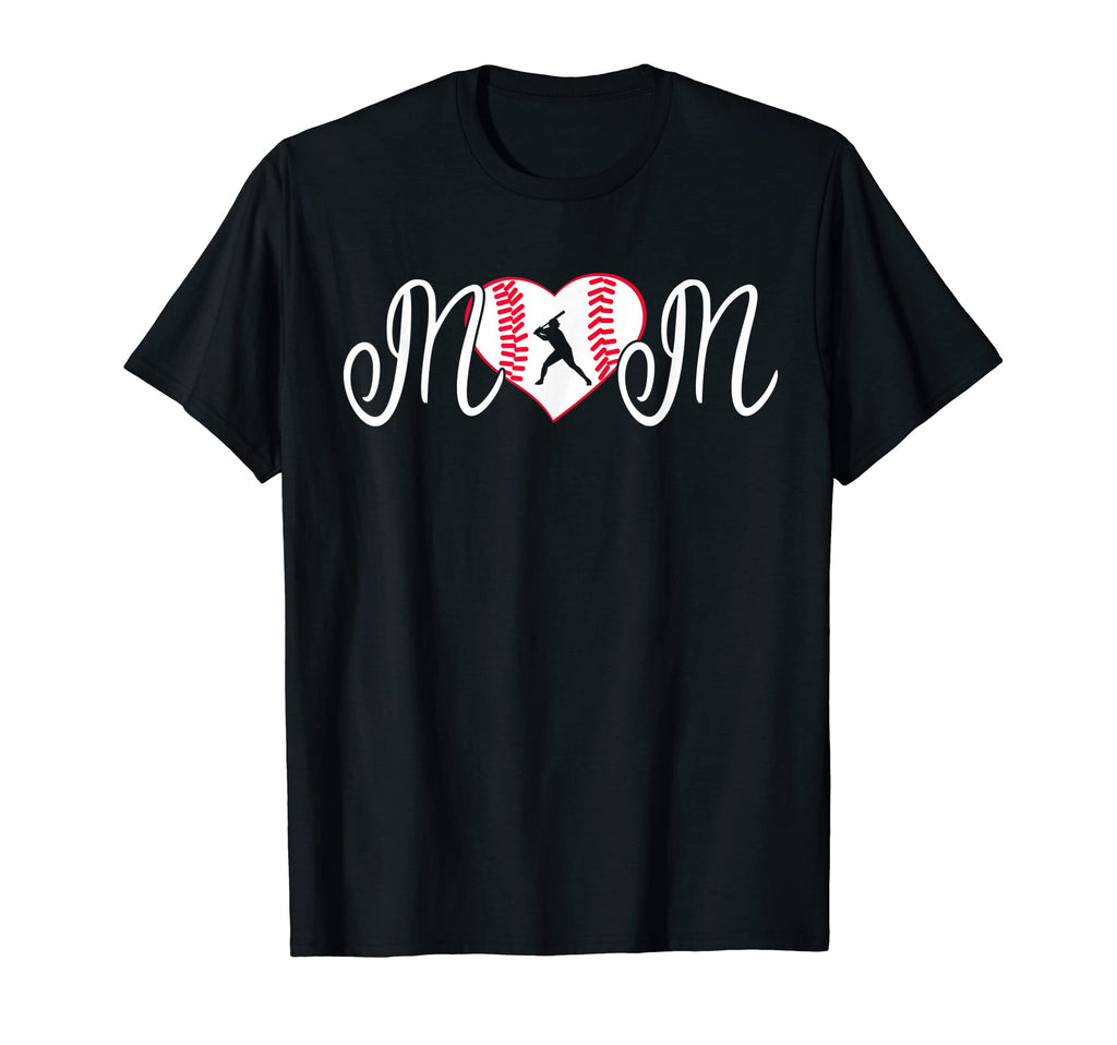 Baseball Mom Heart Baseball Player T-Shirt - Novelty Apparel for Adults - T-Shirt, Sweatshirt, Hoodie