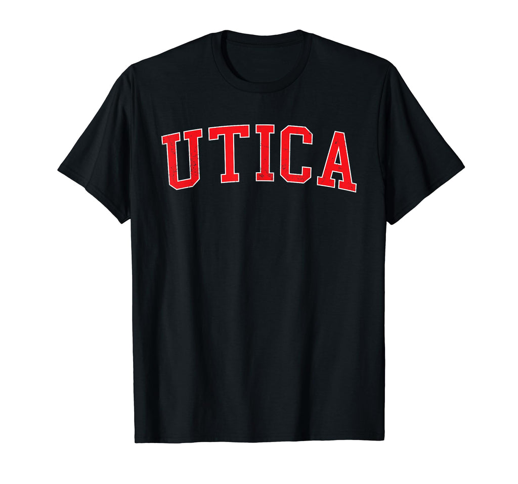 Utica Ny Varsity Red Text T-Shirt - Aesthetic Graphic for Adults - T-Shirt, Sweatshirt, Hoodie