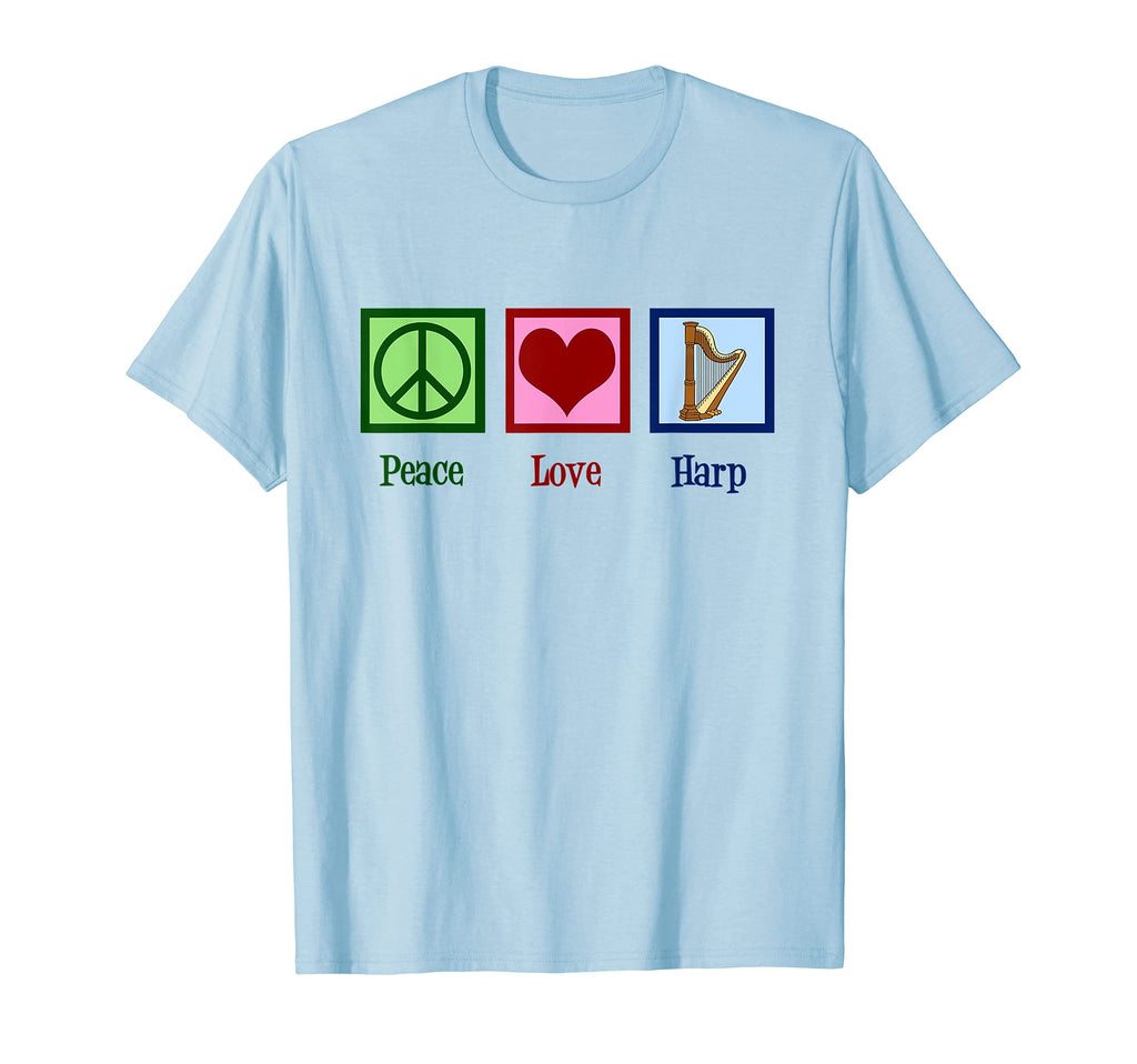 Peace Love Harp T-Shirt - Fun Novelty Design Unisex - T-Shirt, Sweatshirt, Hoodie