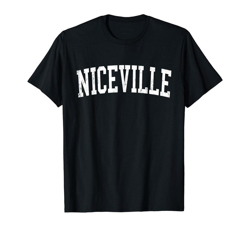 Niceville Fl Distressed White Varsity T-Shirt - Minimalist Print Men Women - T-Shirt, Sweatshirt, Hoodie