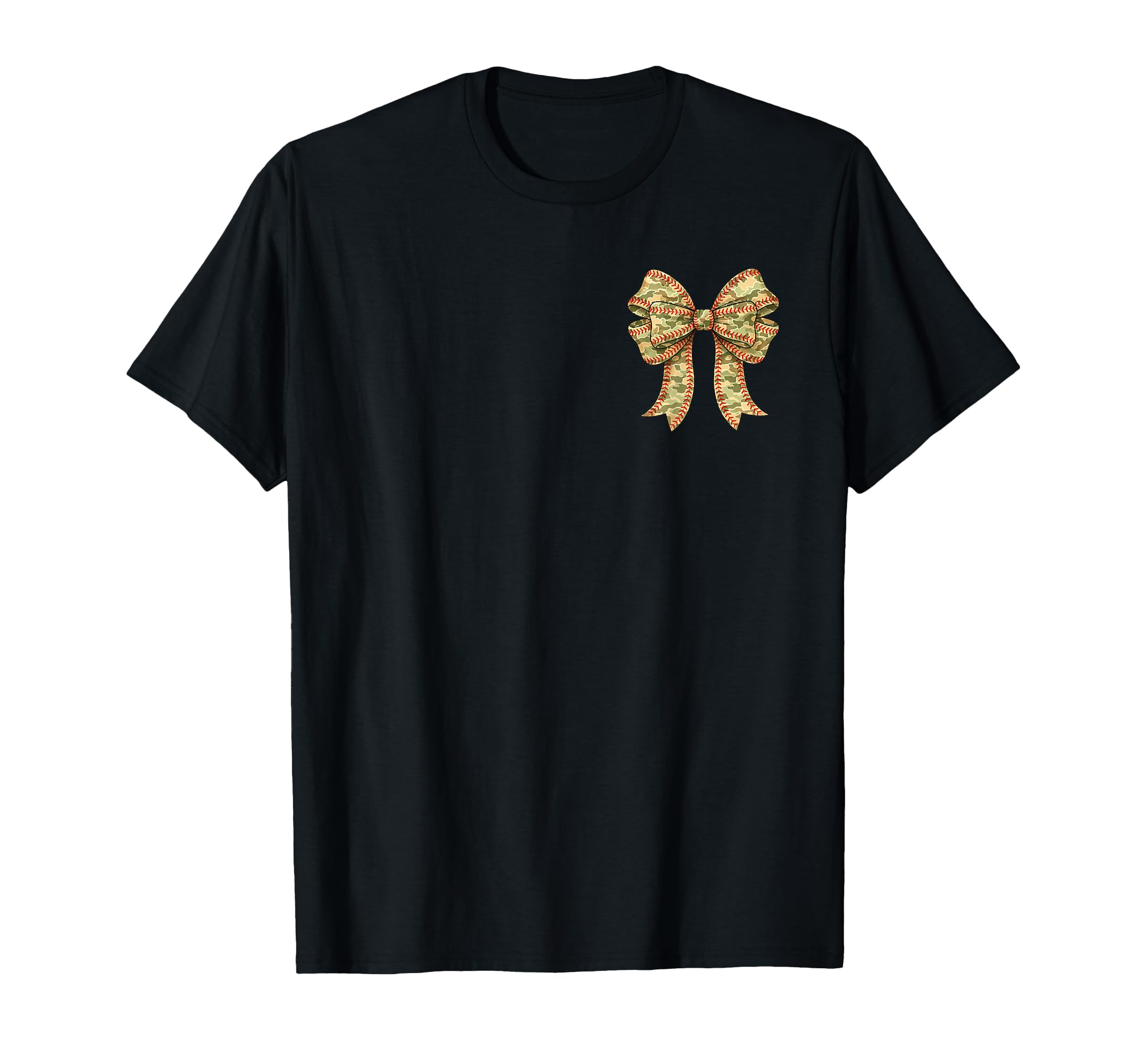 2 Sided Camo Coquette Bow Baseball T-Shirt - Fun Novelty Design for Adults - T-Shirt, Sweatshirt, Hoodie