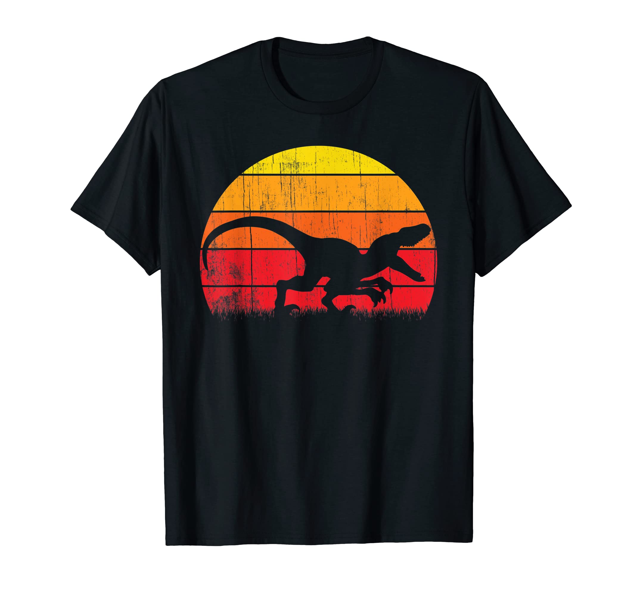 Velociraptor 80S Sunset Dinosaur T-Shirt - Minimalist Print for Adults - T-Shirt, Sweatshirt, Hoodie