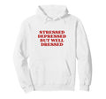 Stressed Depressed But Well Dressed Y2K Hoodie - Novelty Apparel Unisex - T-Shirt, Sweatshirt, Hoodie