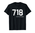 Distressed 718 Area Code Jackson T-Shirt - Fun Novelty Design for Adults - T-Shirt, Sweatshirt, Hoodie
