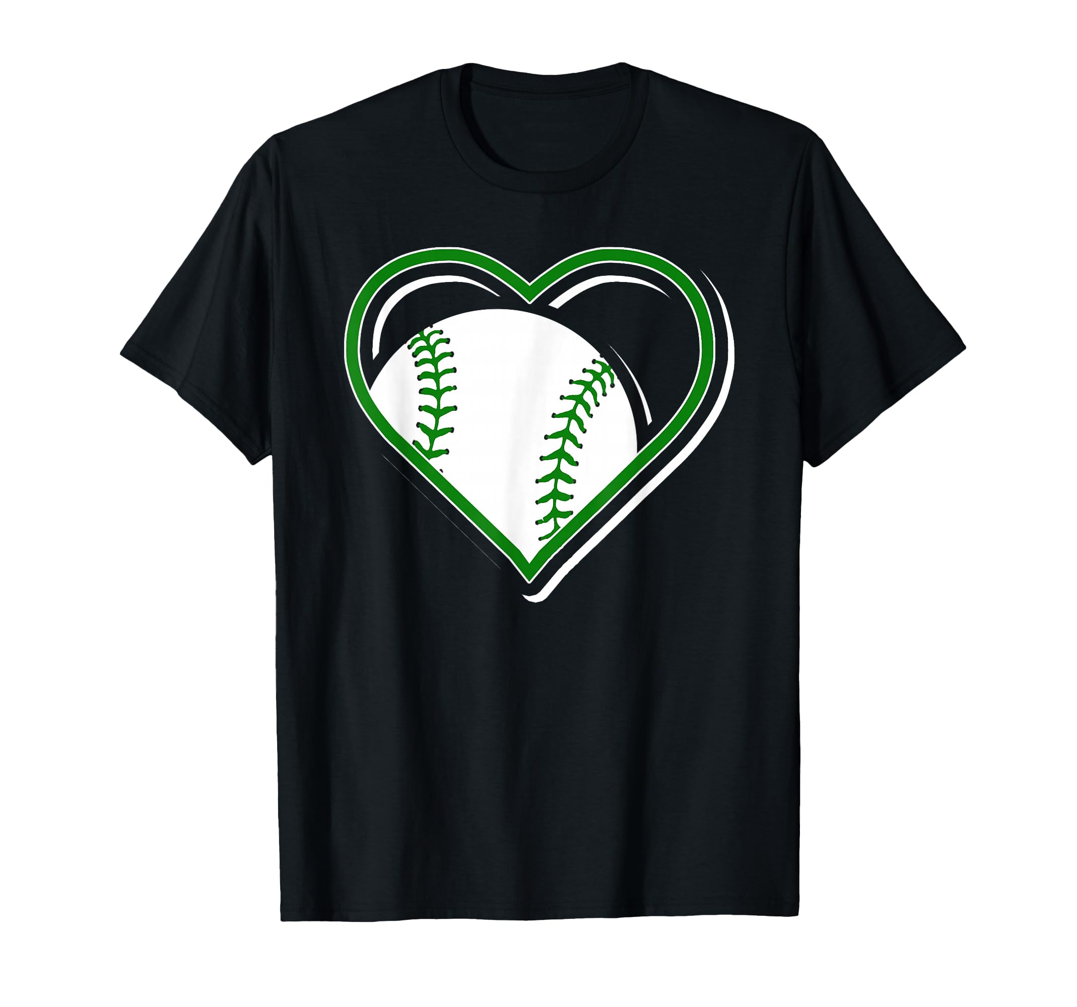 Green Baseball Heart Baseball T-Shirt - Casual Everyday Wear for Adults - T-Shirt, Sweatshirt, Hoodie