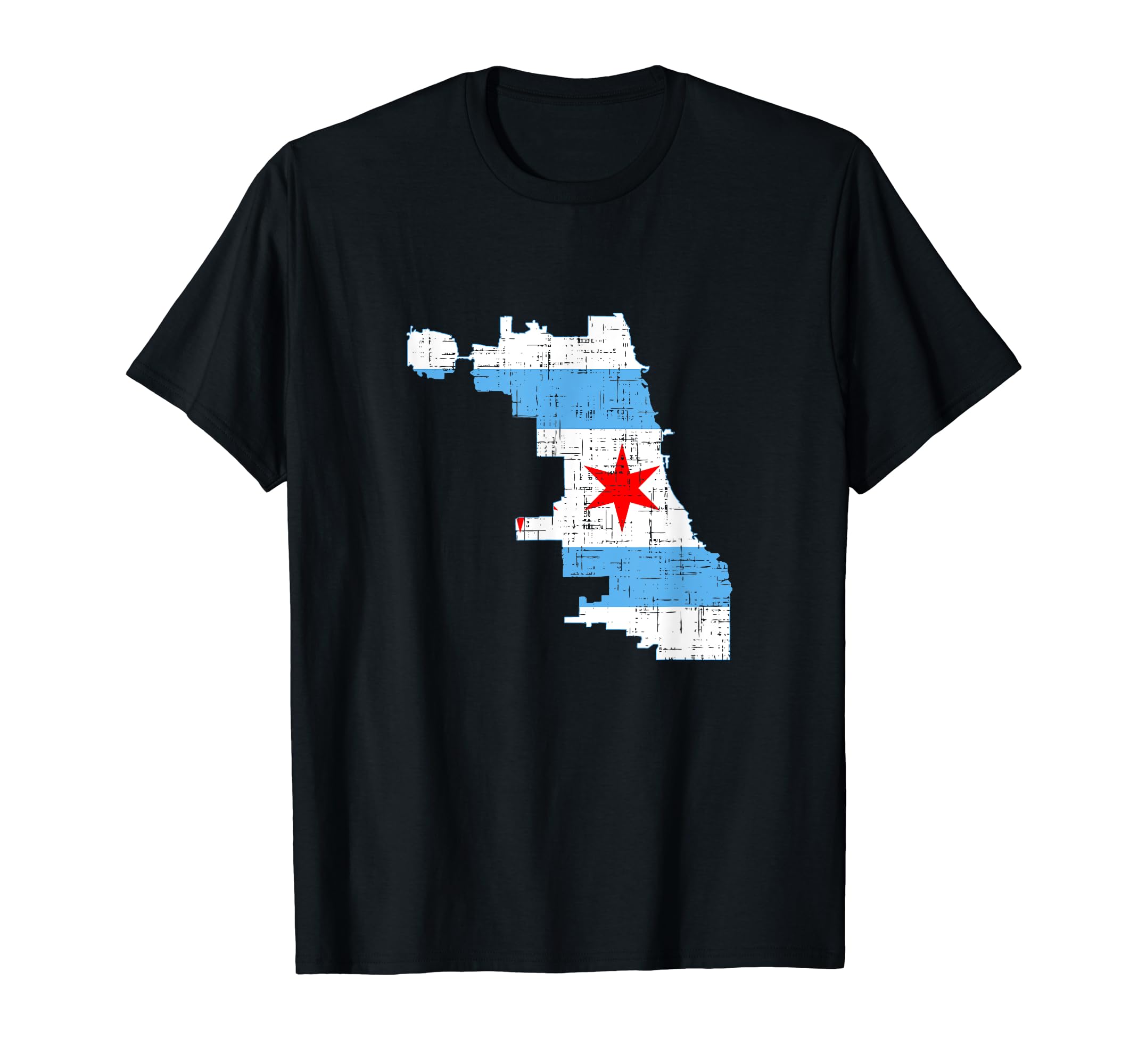 Chicago Flag City Map Distressed T-Shirt - Trendy Graphic Men Women - T-Shirt, Sweatshirt, Hoodie