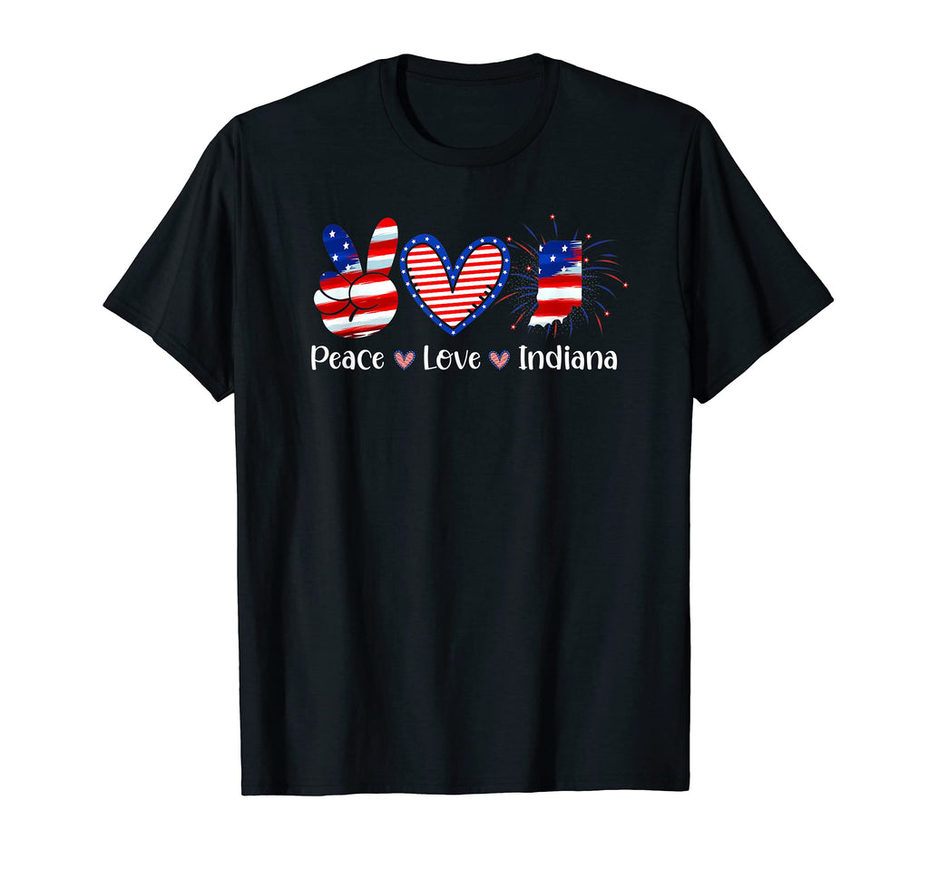 Peace Love Indiana Patriotics T-Shirt - Custom Art Print Men Women - T-Shirt, Sweatshirt, Hoodie