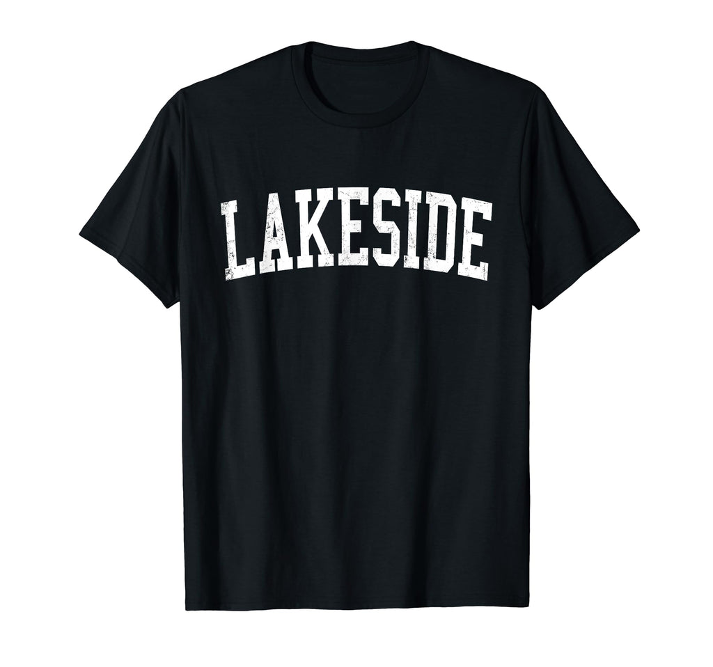 Lakeside Va Distressed White Varsity T-Shirt - Trendy Graphic for Adults - T-Shirt, Sweatshirt, Hoodie