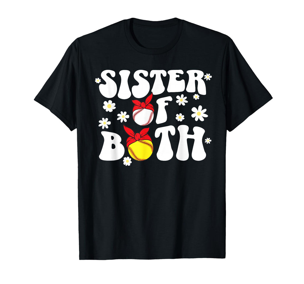 Sister Both Groovy Softball Baseball T-Shirt - Custom Art Print Men Women - T-Shirt, Sweatshirt, Hoodie