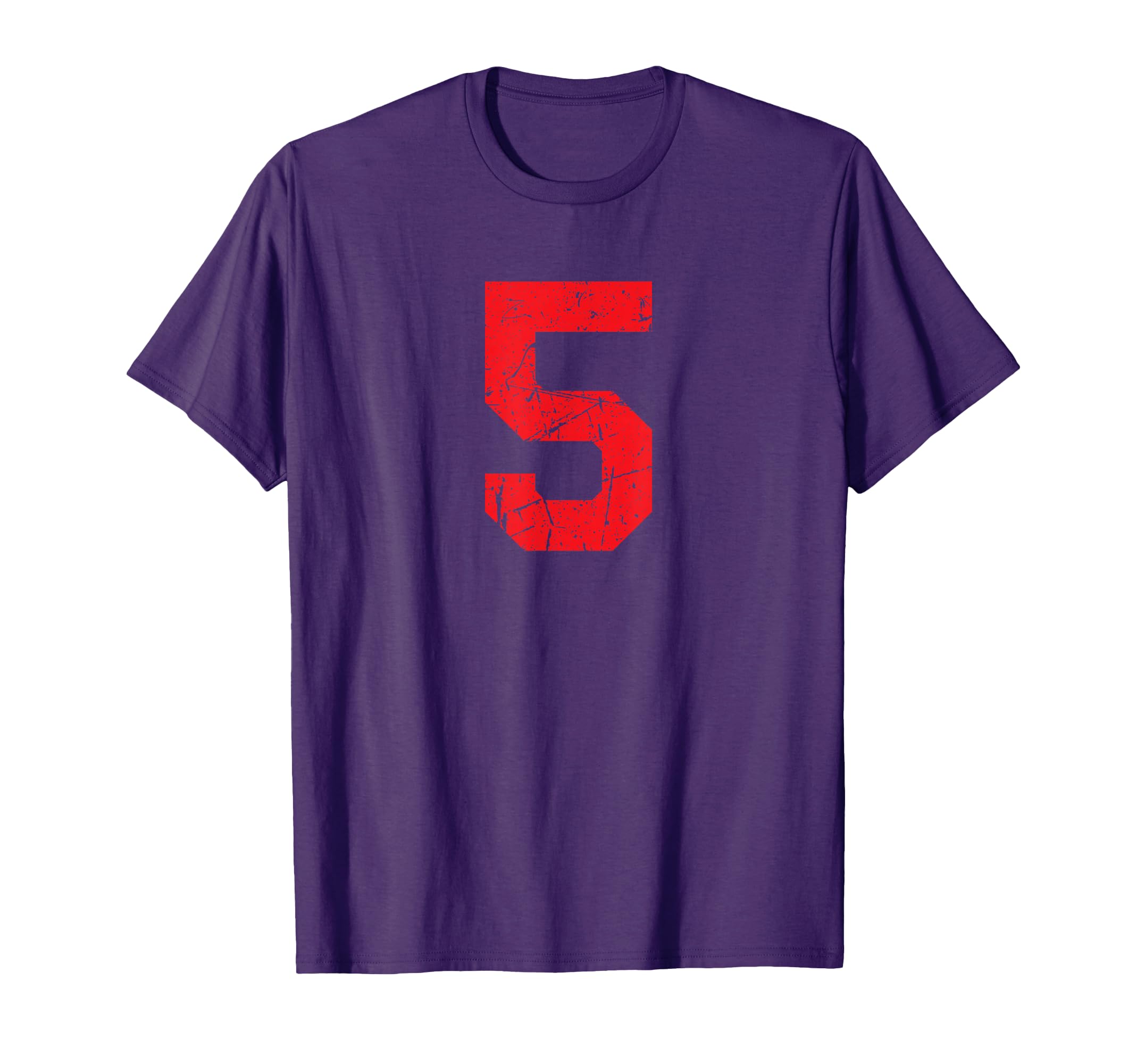Number 5 Red Distressed Number T-Shirt - Novelty Apparel Unisex - T-Shirt, Sweatshirt, Hoodie