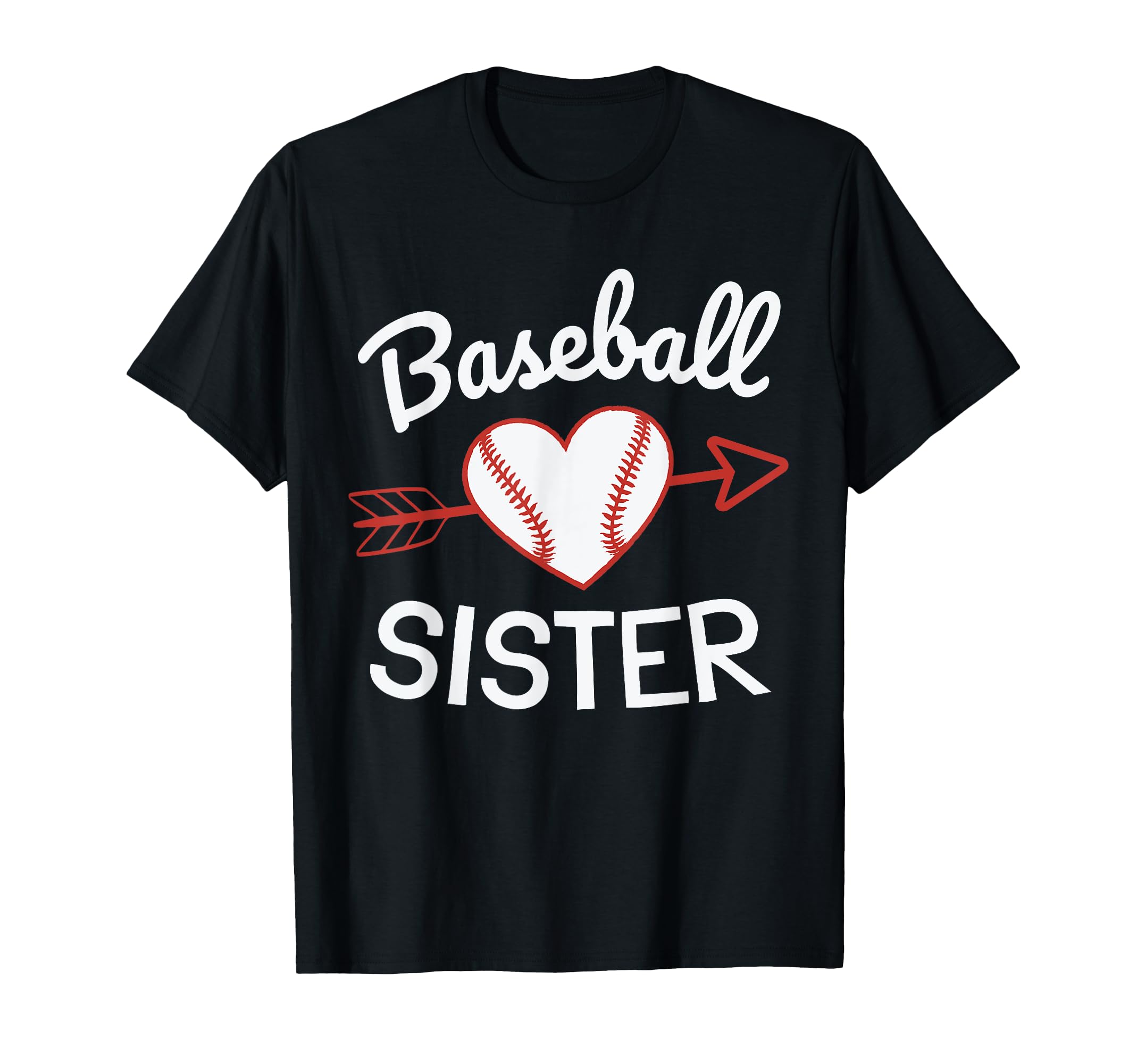 Baseball Sister Heart Love Support T-Shirt - Aesthetic Graphic for Adults - T-Shirt, Sweatshirt, Hoodie