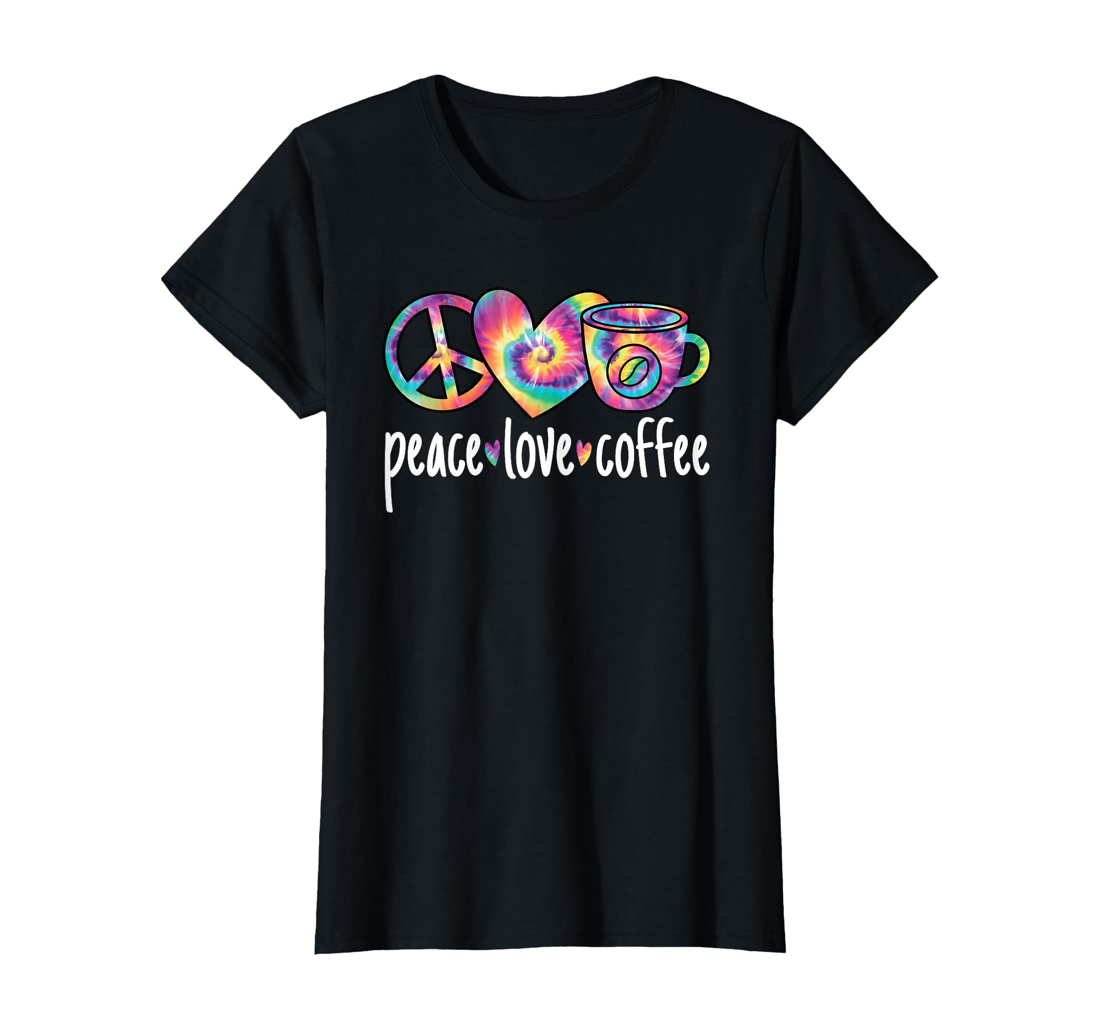 Peace Love Coffee Colorful Coffee Lover T-Shirt - Aesthetic Graphic Unisex - T-Shirt, Sweatshirt, Hoodie
