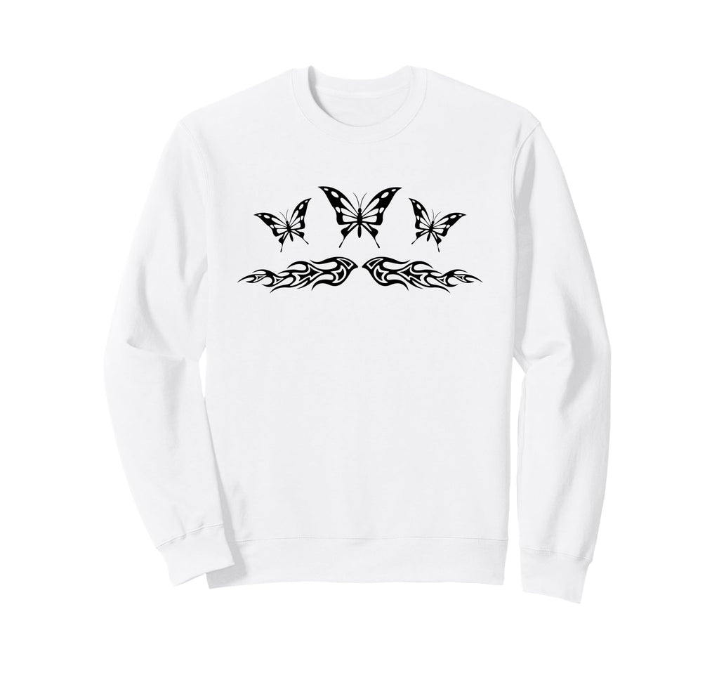 Fairycore Butterfly Tattoo Sweatshirt - Fun Novelty Design for Adults - T-Shirt, Sweatshirt, Hoodie