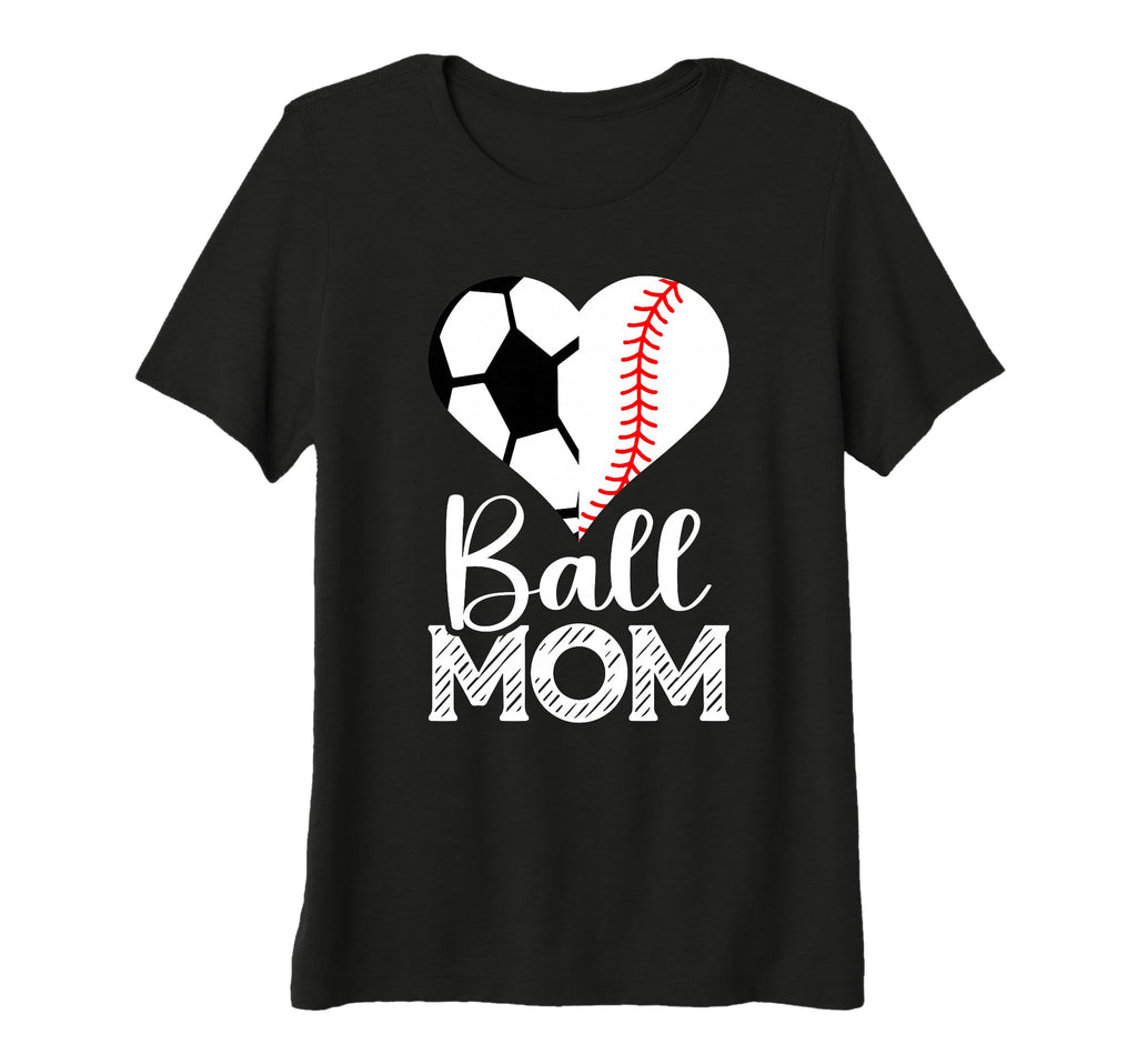 Womens Ball Mom Soccer Baseball Heart T-Shirt - Minimalist Print Unisex - T-Shirt, Sweatshirt, Hoodie
