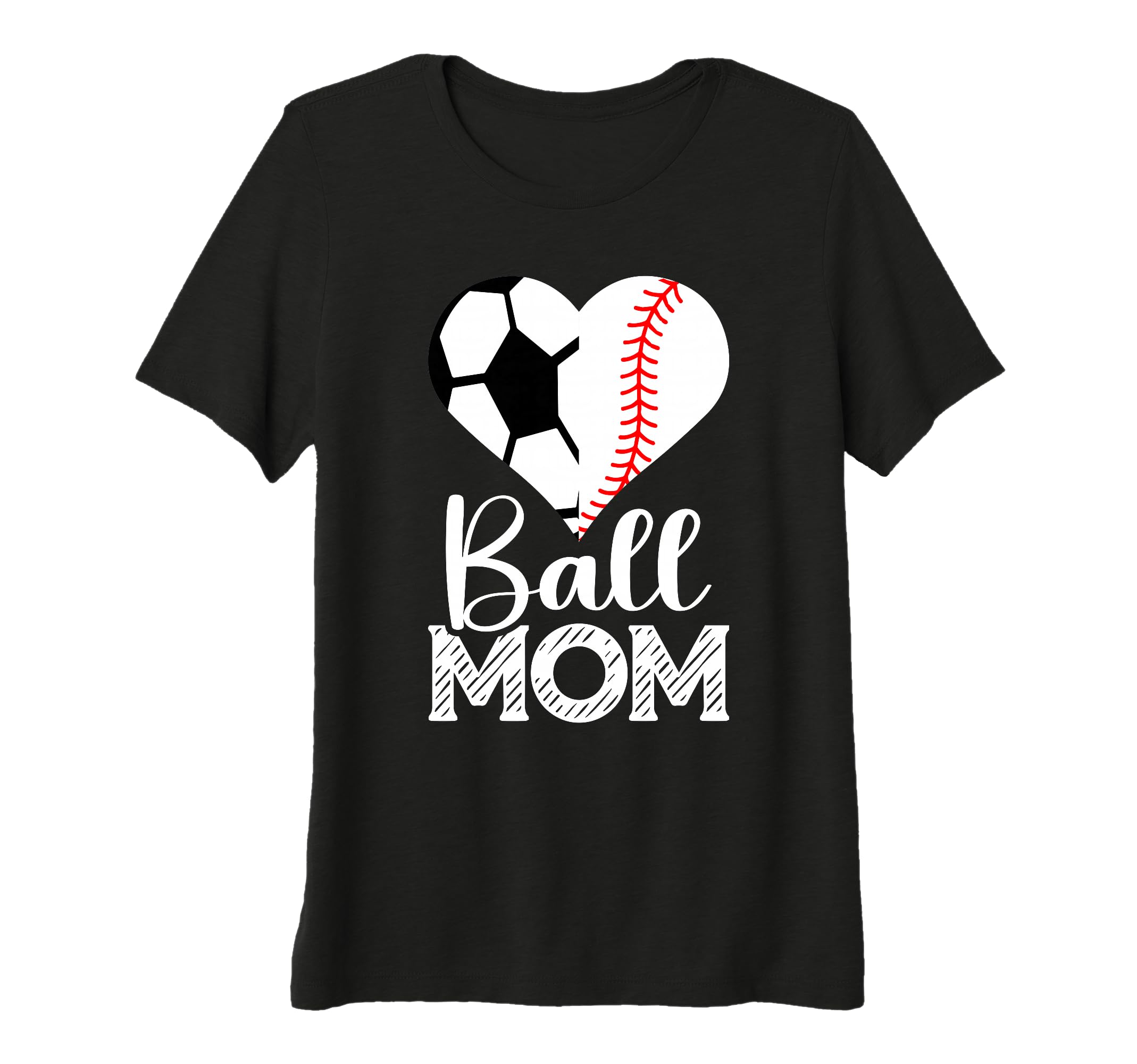 Womens Ball Mom Soccer Baseball Heart T-Shirt - Minimalist Print Unisex - T-Shirt, Sweatshirt, Hoodie