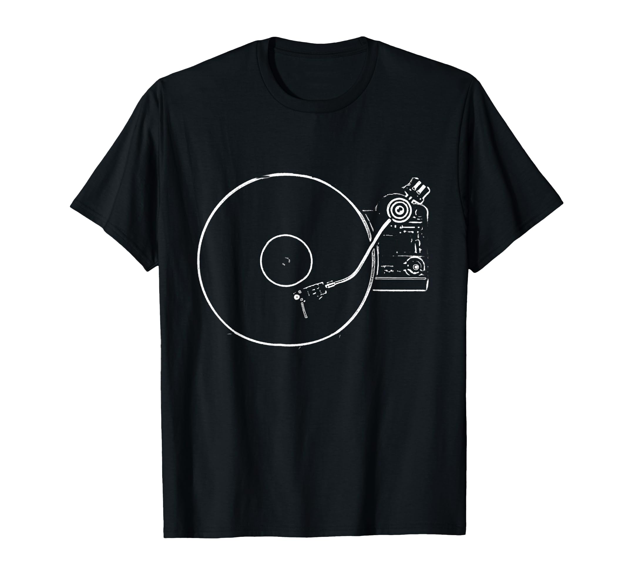 Vinyl Record Player Sketch Drawing T-Shirt - Casual Everyday Wear Men Women - T-Shirt, Sweatshirt, Hoodie