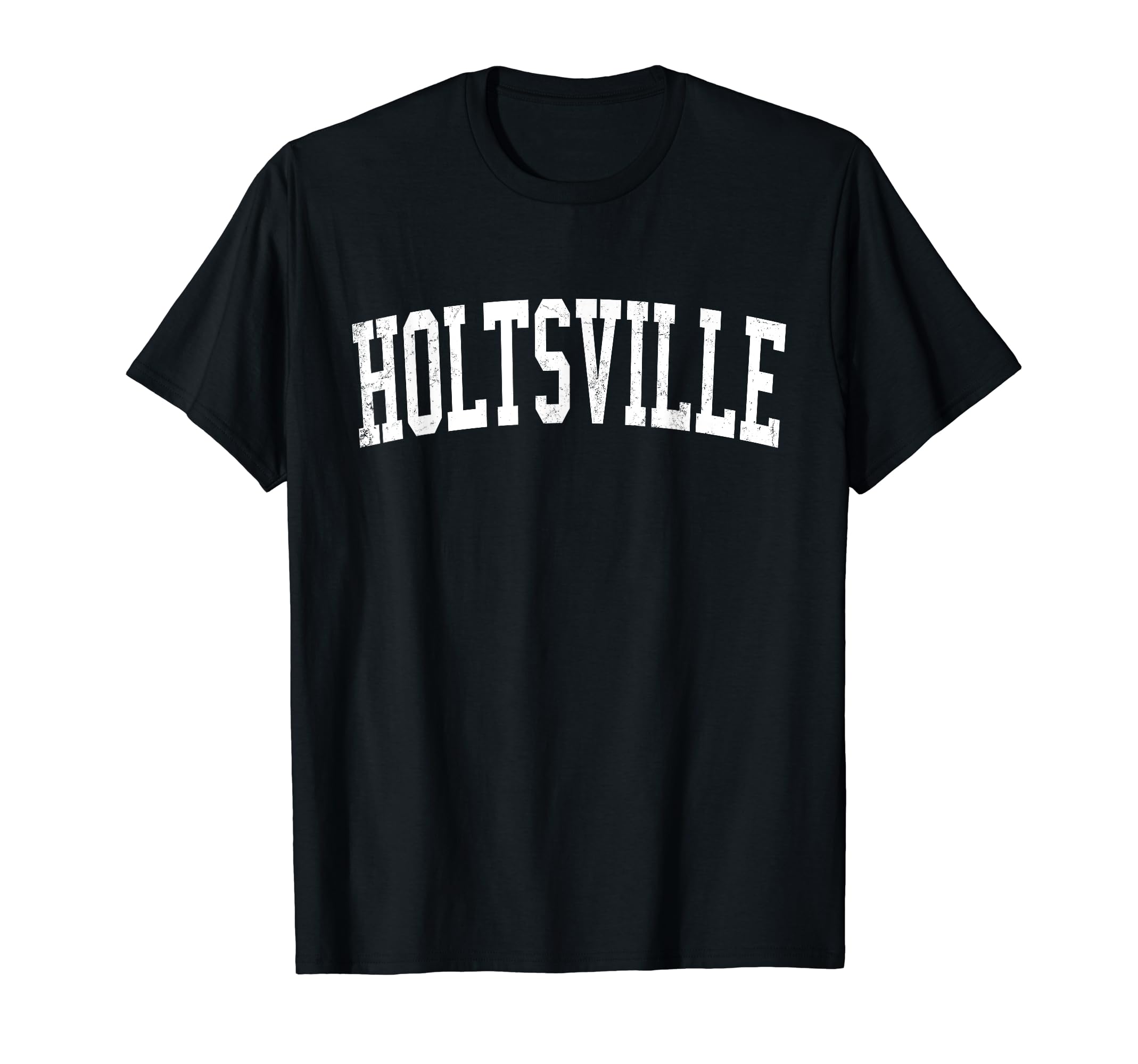 Holtsville Ny Distressed White Varsity T-Shirt - Trendy Graphic for Adults - T-Shirt, Sweatshirt, Hoodie