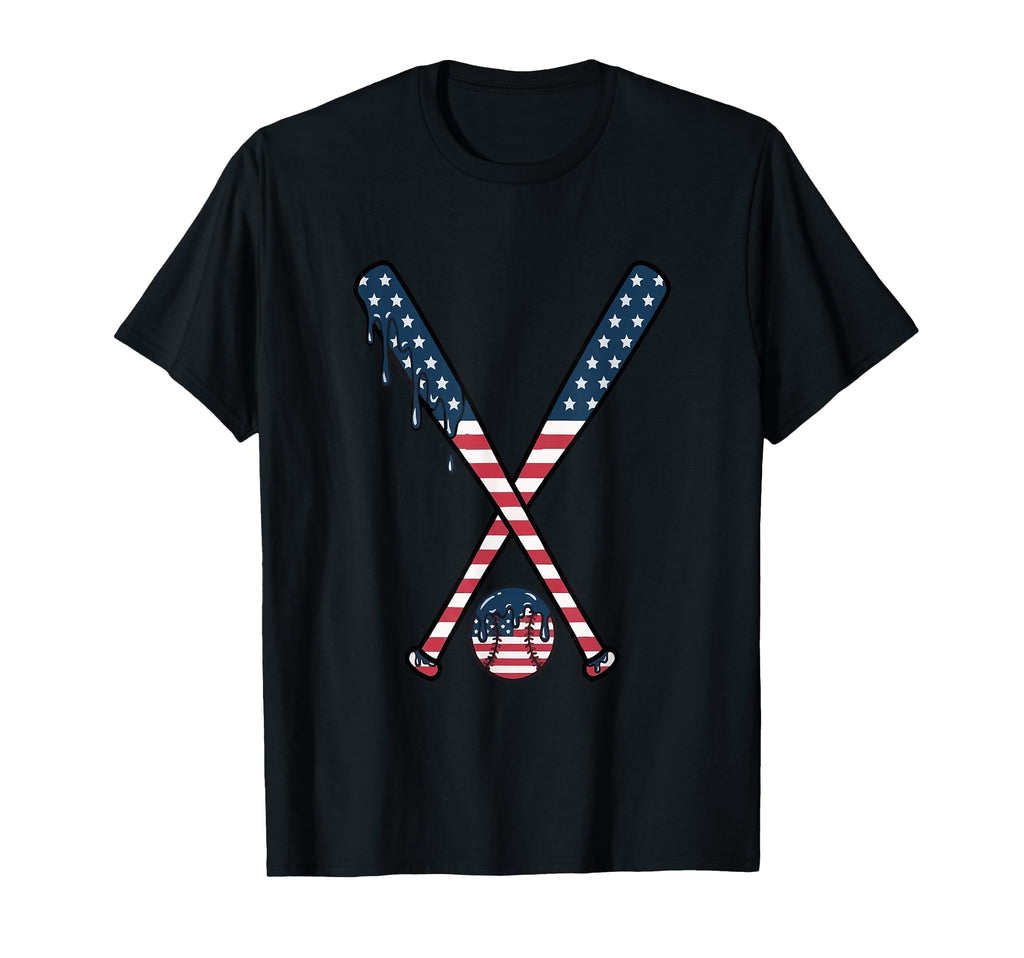 Ice Cream Drip Baseball American Flag T-Shirt - Minimalist Print Unisex - T-Shirt, Sweatshirt, Hoodie