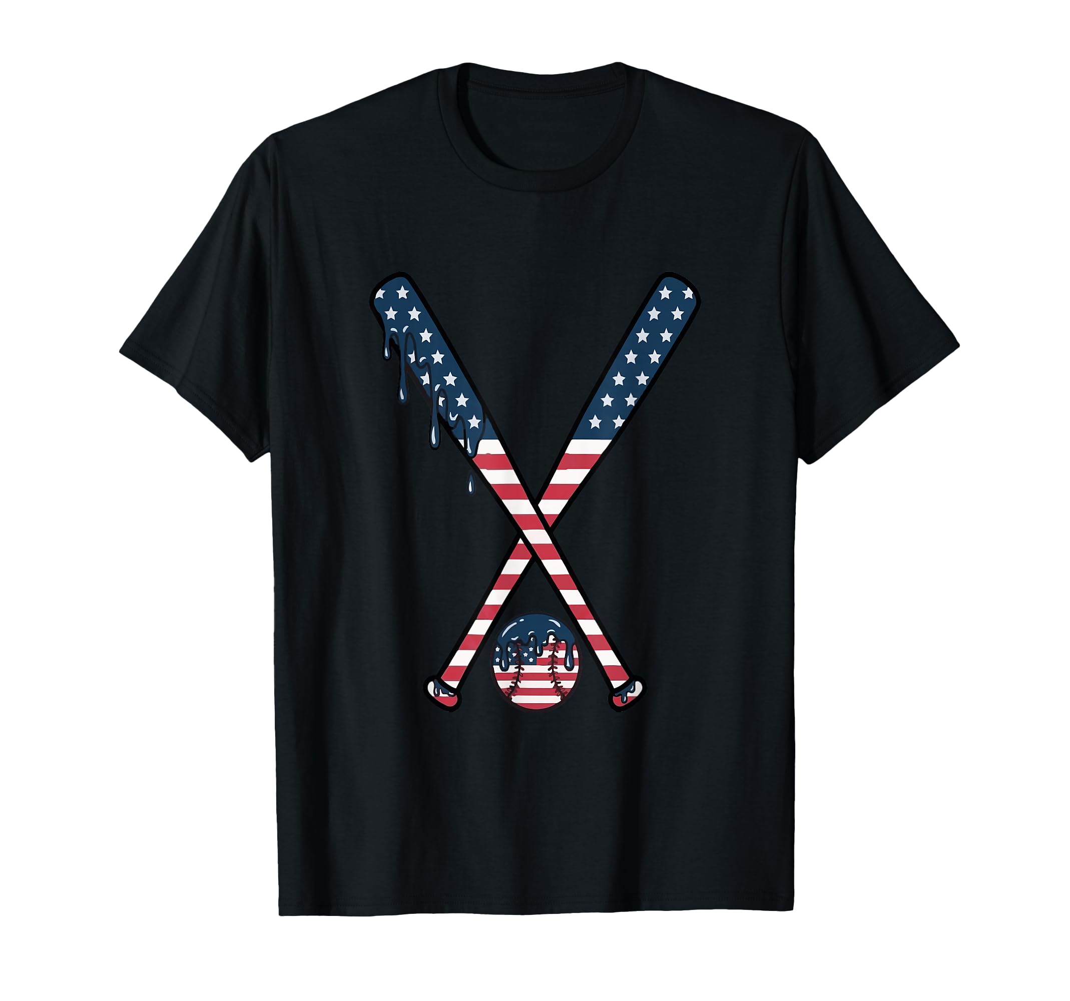 Ice Cream Drip Baseball American Flag T-Shirt - Minimalist Print Unisex - T-Shirt, Sweatshirt, Hoodie