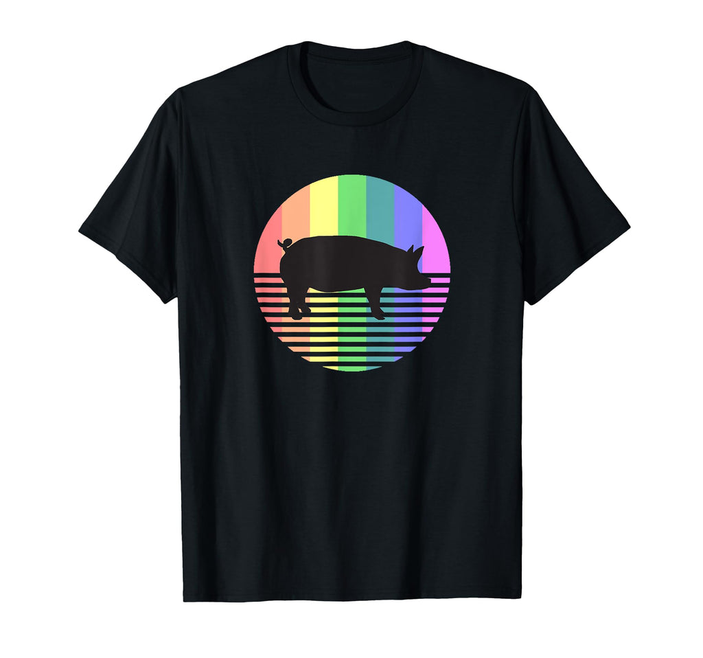 Pig Gay Pride 80S Rainbow Pig Farm T-Shirt - Minimalist Print Men Women - T-Shirt, Sweatshirt, Hoodie
