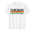 Chicago Area Code 80S Stripes T-Shirt - Trendy Graphic Men Women - T-Shirt, Sweatshirt, Hoodie