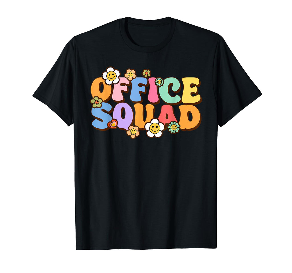 Office Squad Groovy Happy Flower T-Shirt - Aesthetic Graphic for Adults - T-Shirt, Sweatshirt, Hoodie