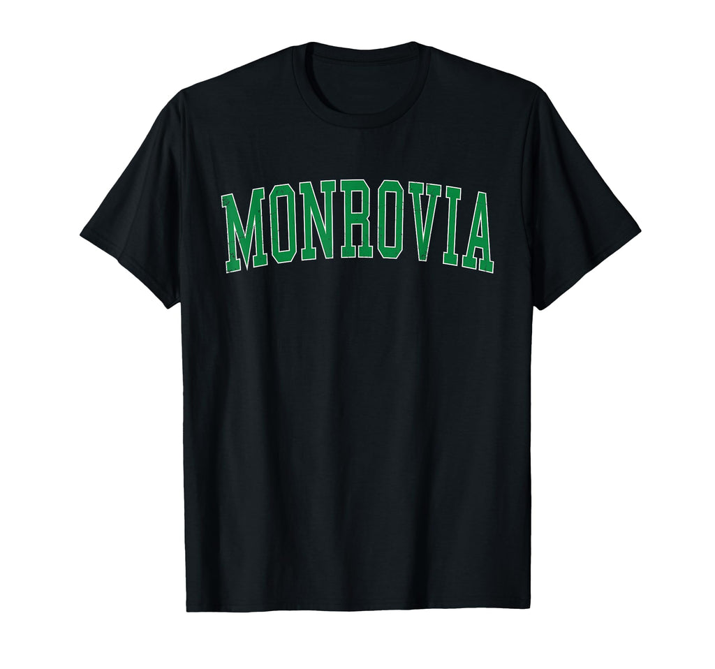 Monrovia Ca Distressed Green Varsity T-Shirt - Trendy Graphic Unisex - T-Shirt, Sweatshirt, Hoodie