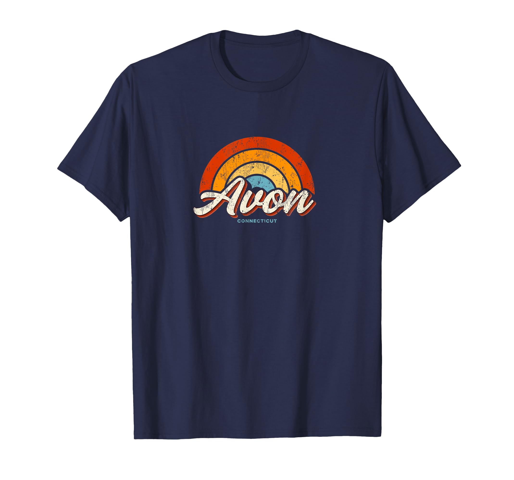 Avon Connecticut Ct Rainbow 70S T-Shirt - Custom Art Print Unisex - T-Shirt, Sweatshirt, Hoodie