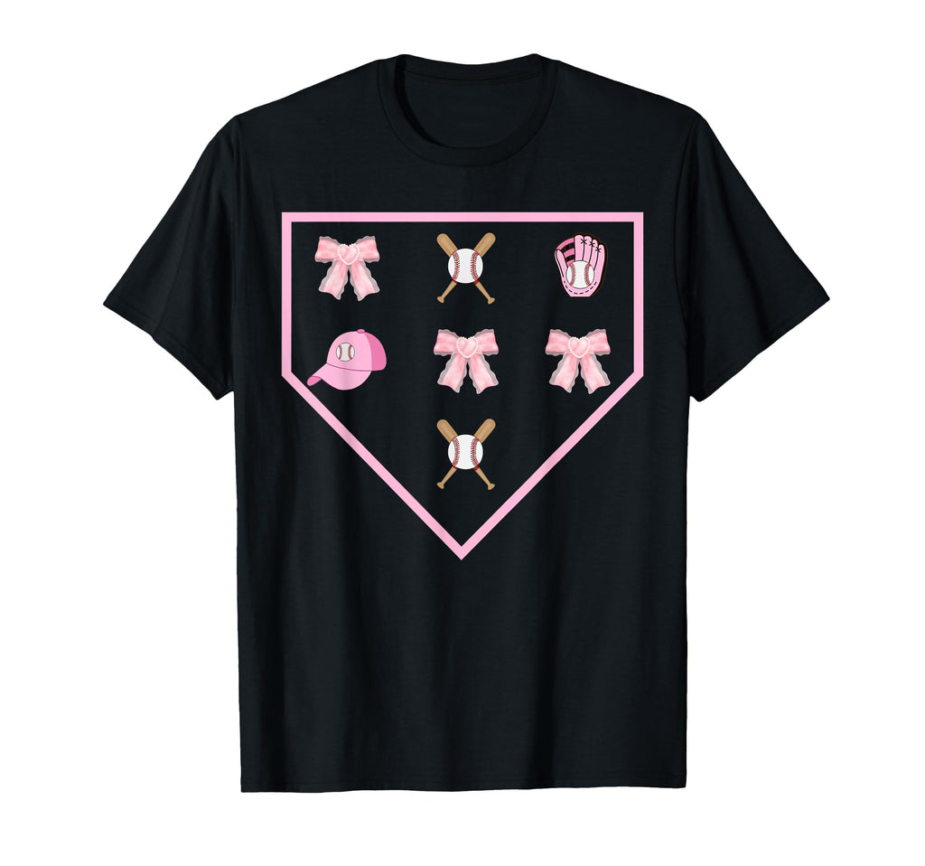 Baseball Mom Coquette Home Plat T-Shirt - Unique Graphic Men Women - T-Shirt, Sweatshirt, Hoodie