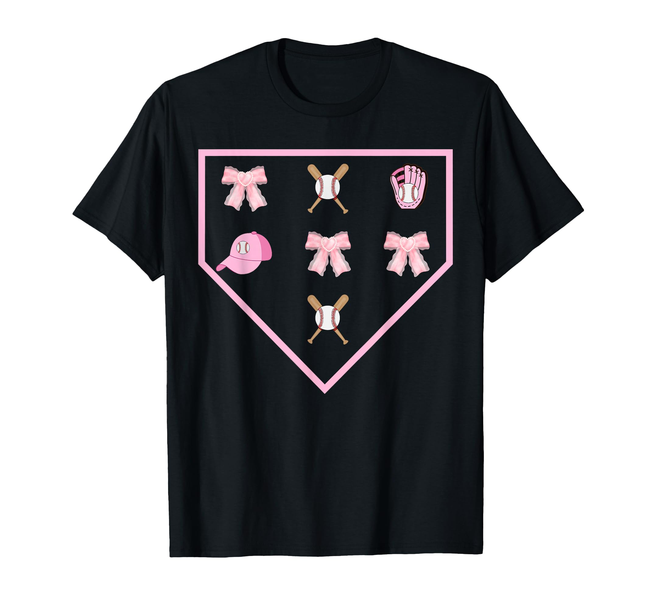 Baseball Mom Coquette Home Plat T-Shirt - Unique Graphic Men Women - T-Shirt, Sweatshirt, Hoodie