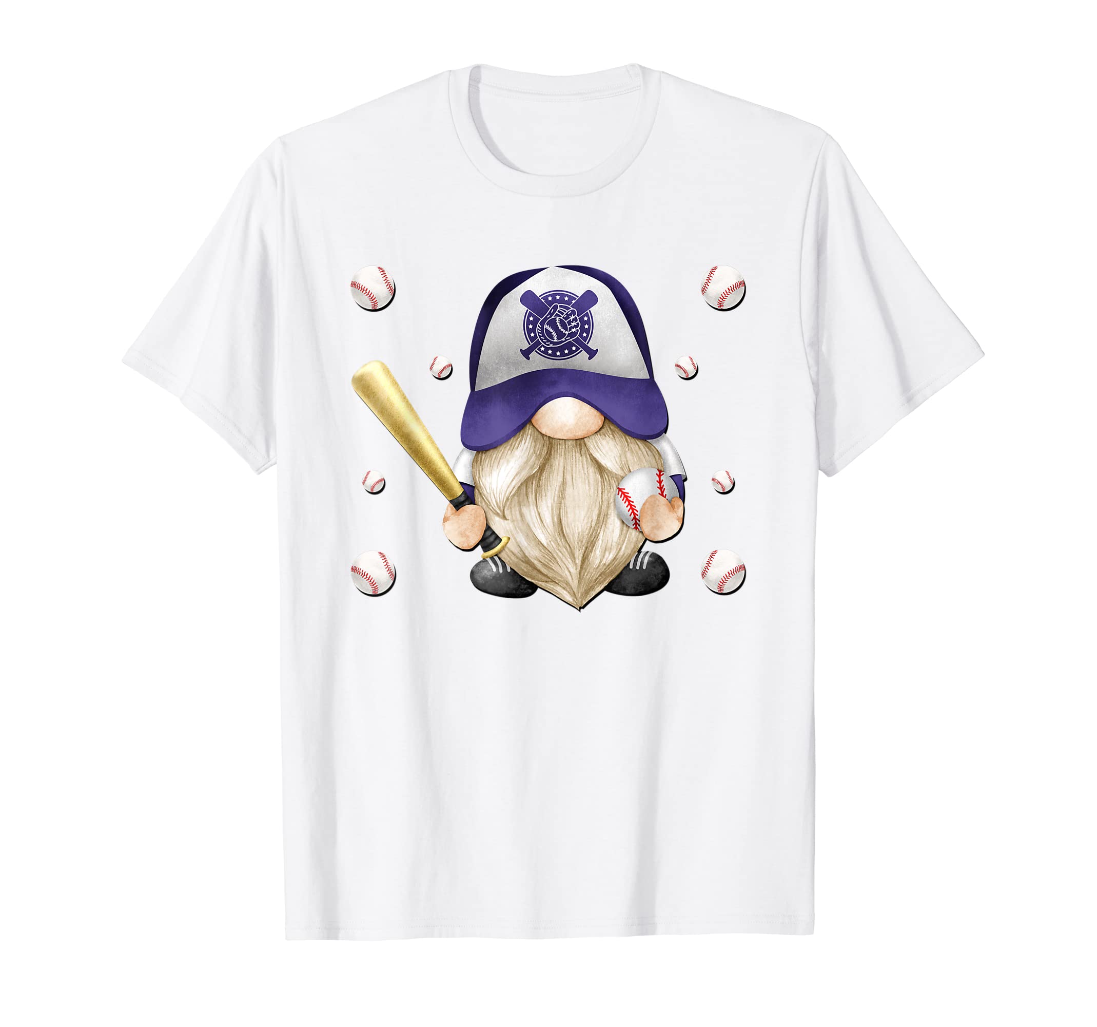 Purple Baseball Dad Gnome Just Who Loves T-Shirt - Novelty Apparel Unisex - T-Shirt, Sweatshirt, Hoodie