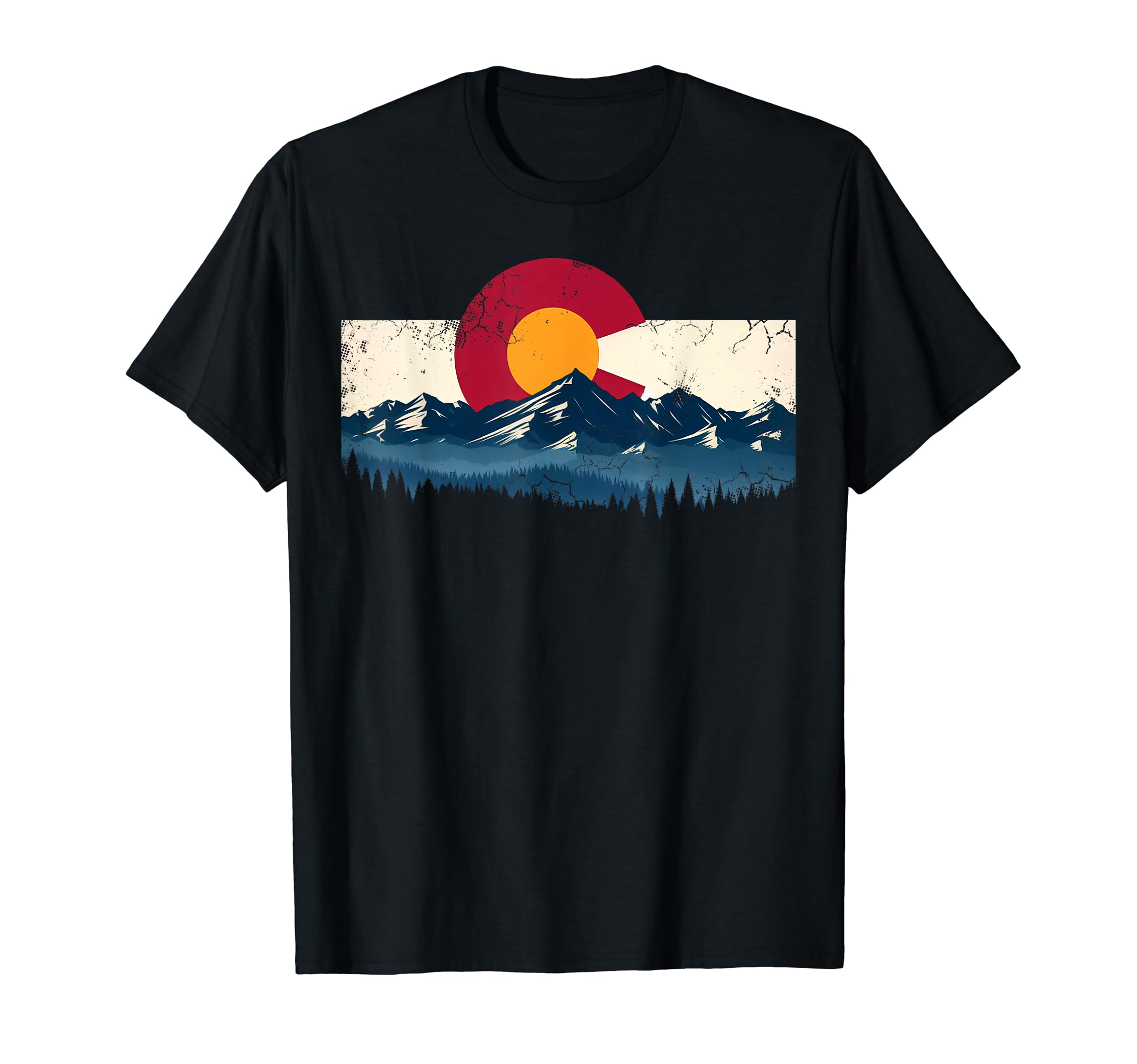 Colorado Flag Mountains Distressed T-Shirt - Casual Everyday Wear Unisex - T-Shirt, Sweatshirt, Hoodie