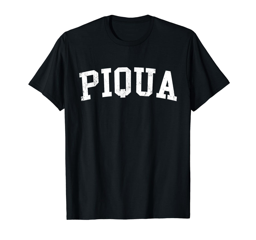 Piqua Oh Distressed White Varsity T-Shirt - Trendy Graphic Men Women - T-Shirt, Sweatshirt, Hoodie
